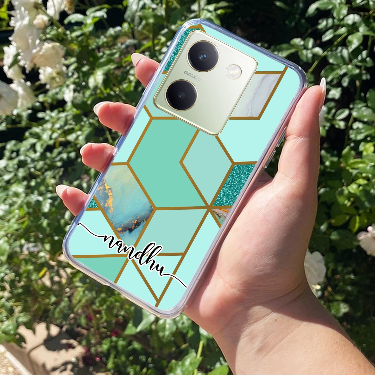 Marble Green Customize Transparent Silicon Case For Vivo