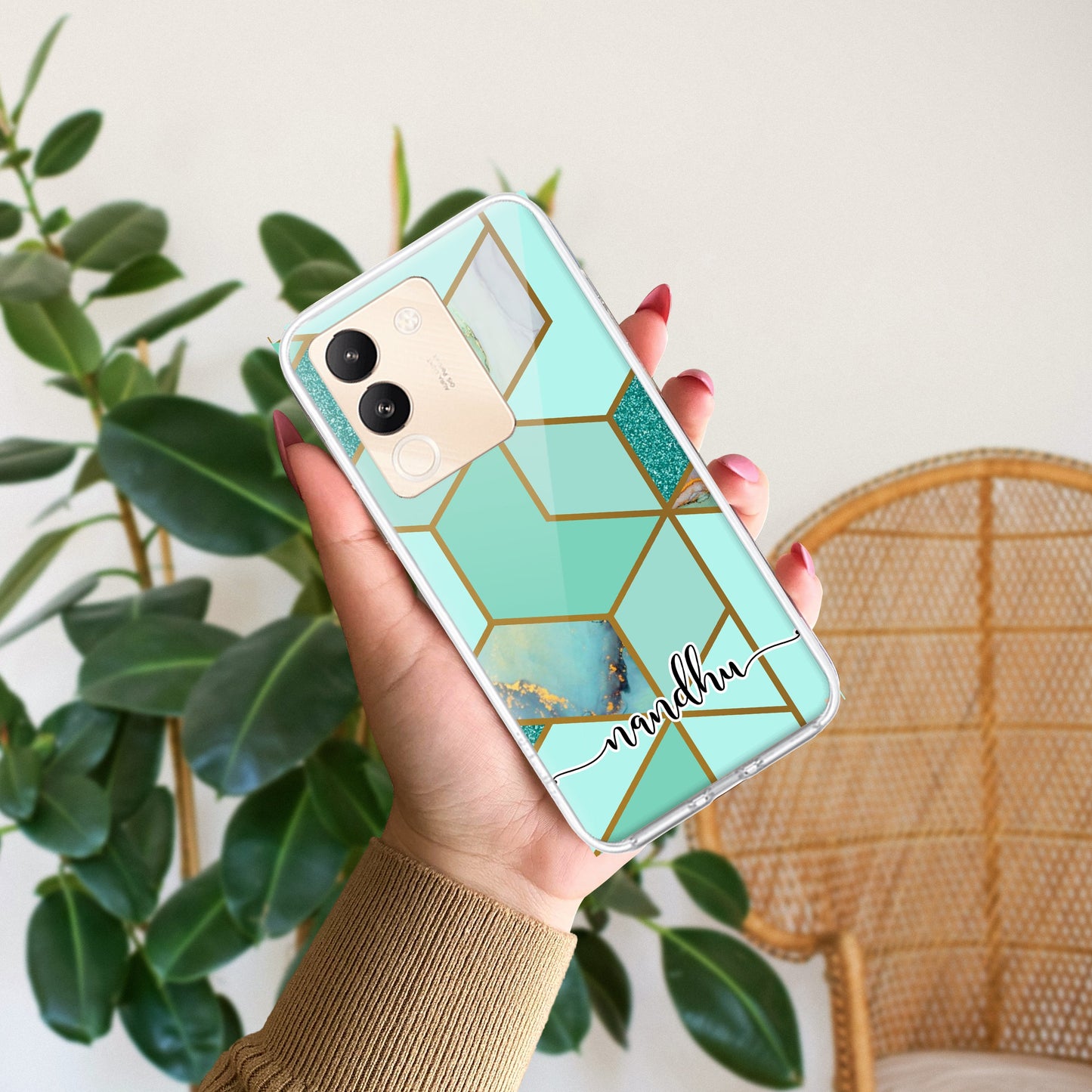 Marble Green Customize Transparent Silicon Case For Vivo ShopOnCliQ