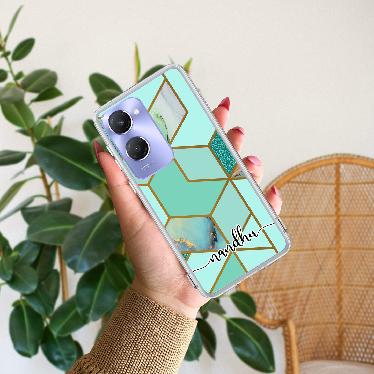 Marble Green Customize Transparent Silicon Case For Vivo ShopOnCliQ