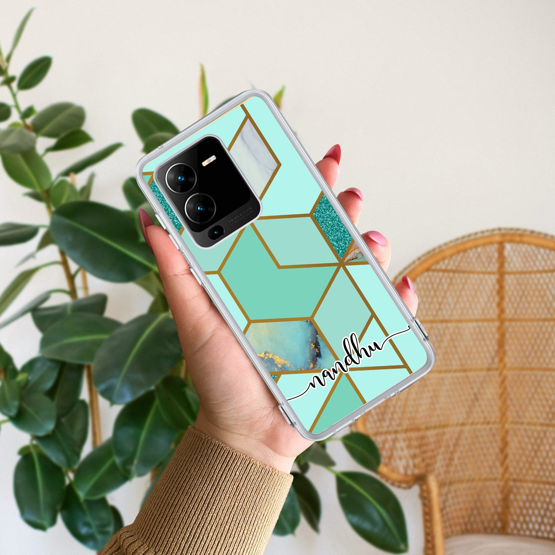 Marble Green Customize Transparent Silicon Case For Vivo ShopOnCliQ