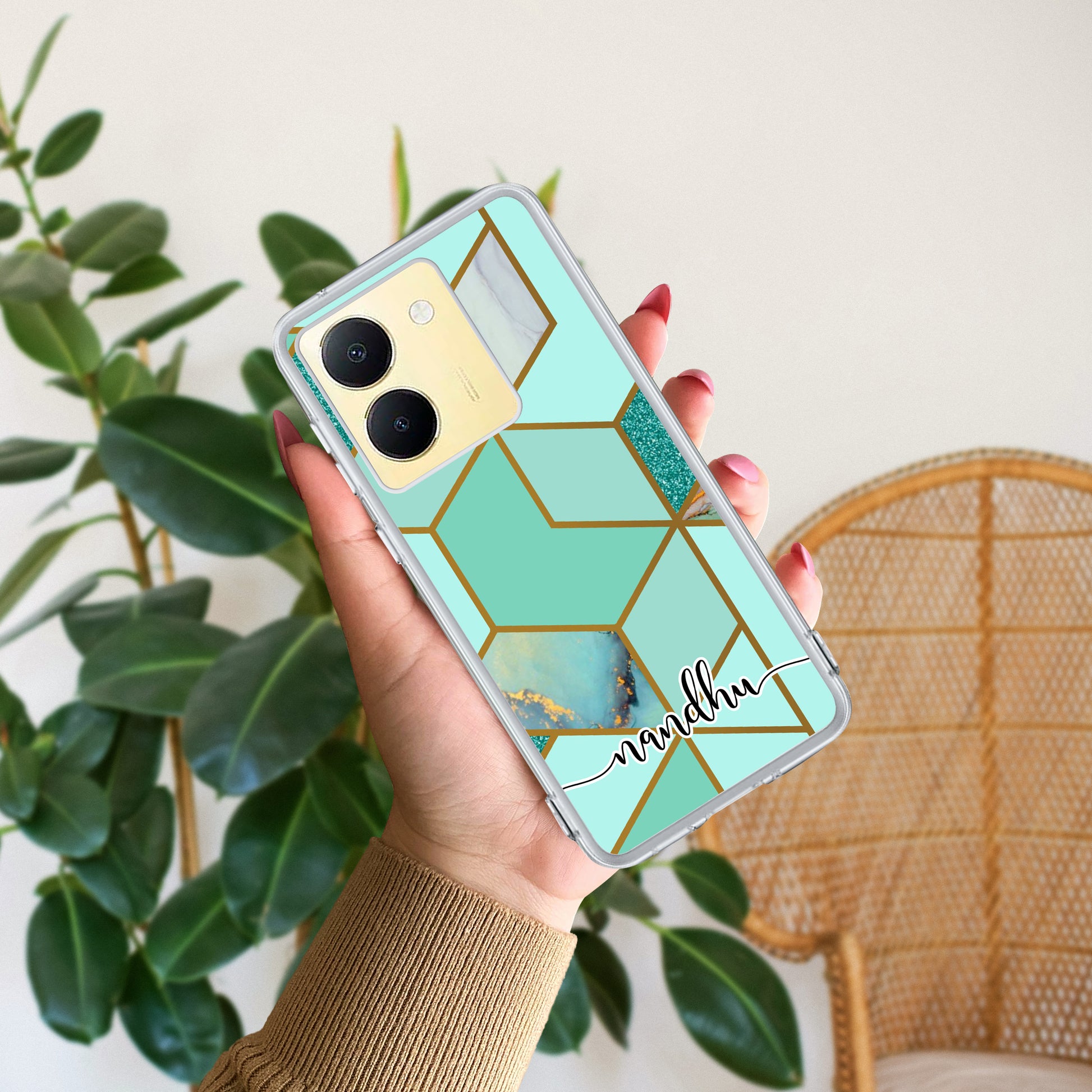 Marble Green Customize Transparent Silicon Case For Vivo ShopOnCliQ