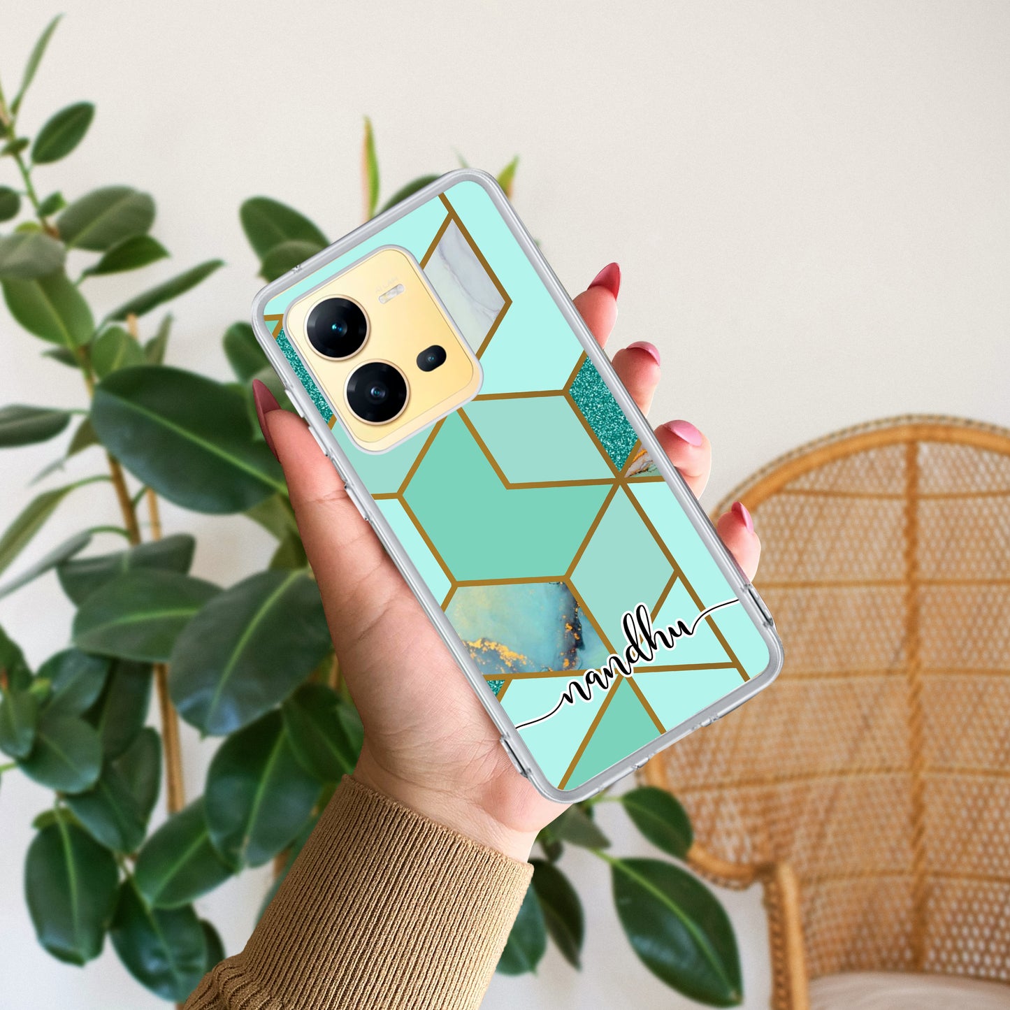 Marble Green Customize Transparent Silicon Case For Vivo ShopOnCliQ