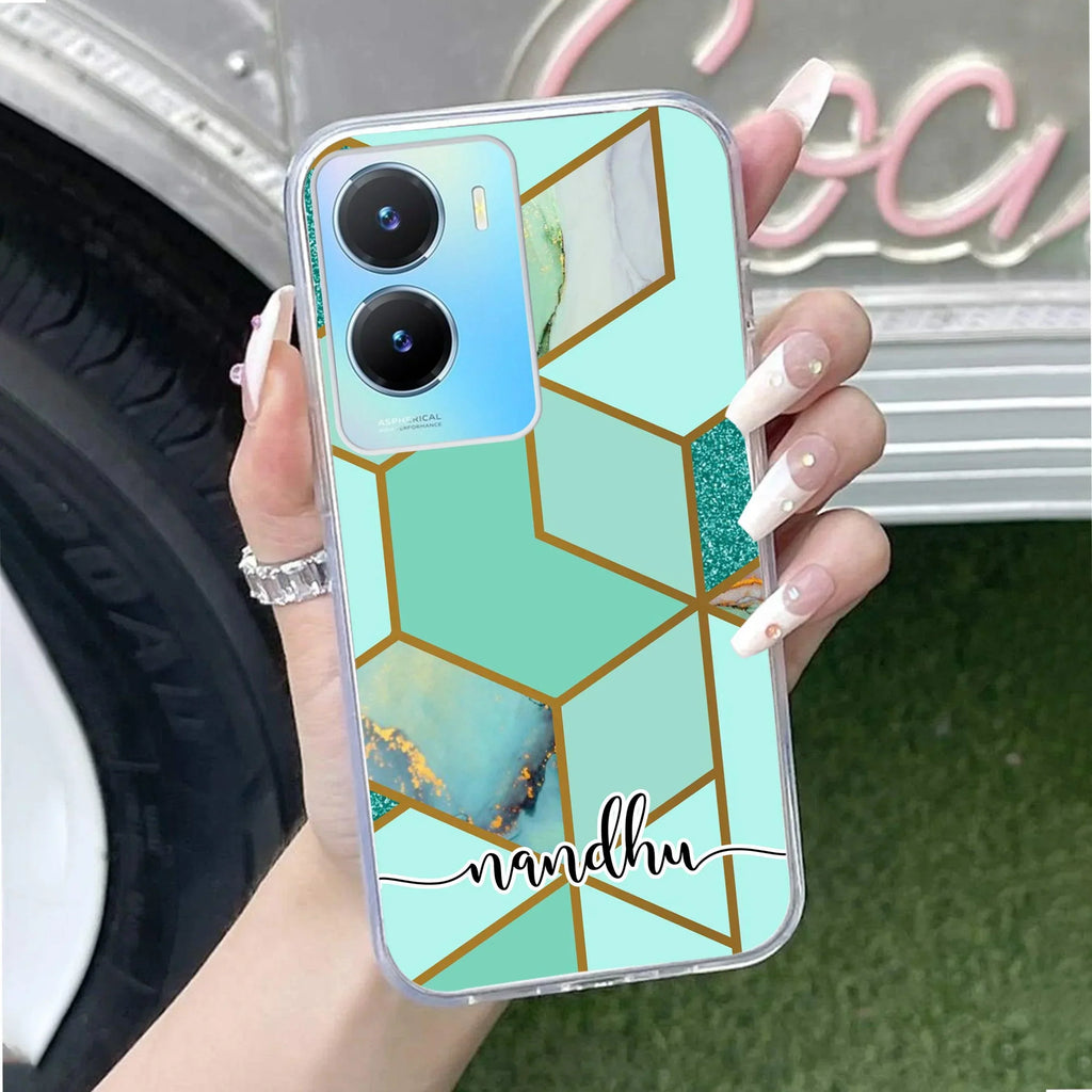 Marble Green Customize Transparent Silicon Case For Vivo T2 5G