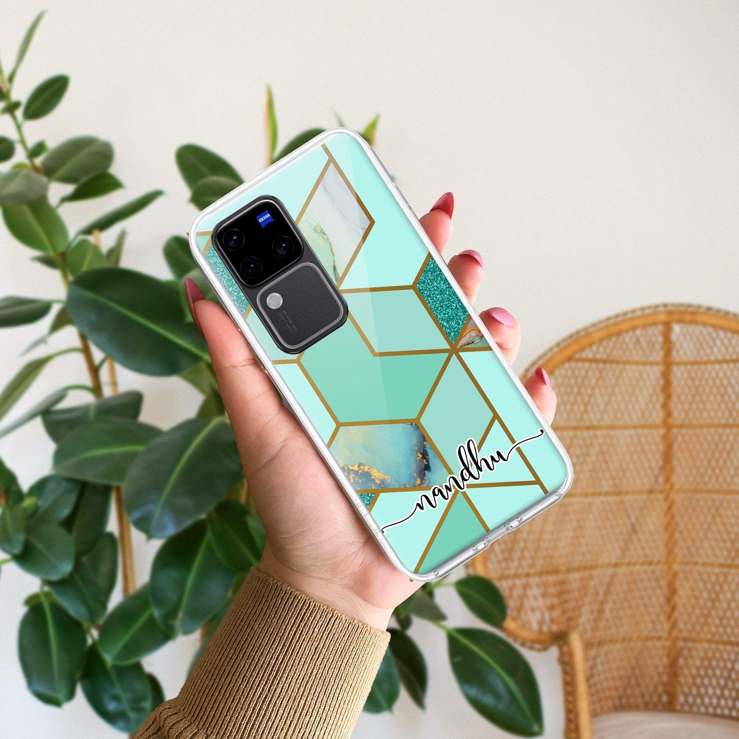 Marble Green Customize Transparent Silicon Case For Vivo