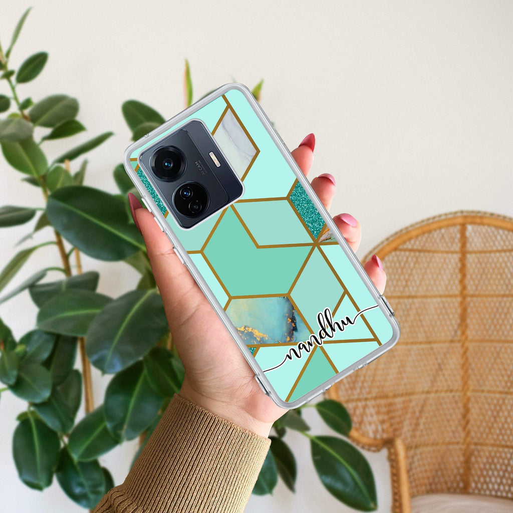 Marble Green Customize Transparent Silicon Case For Vivo Y300 5G