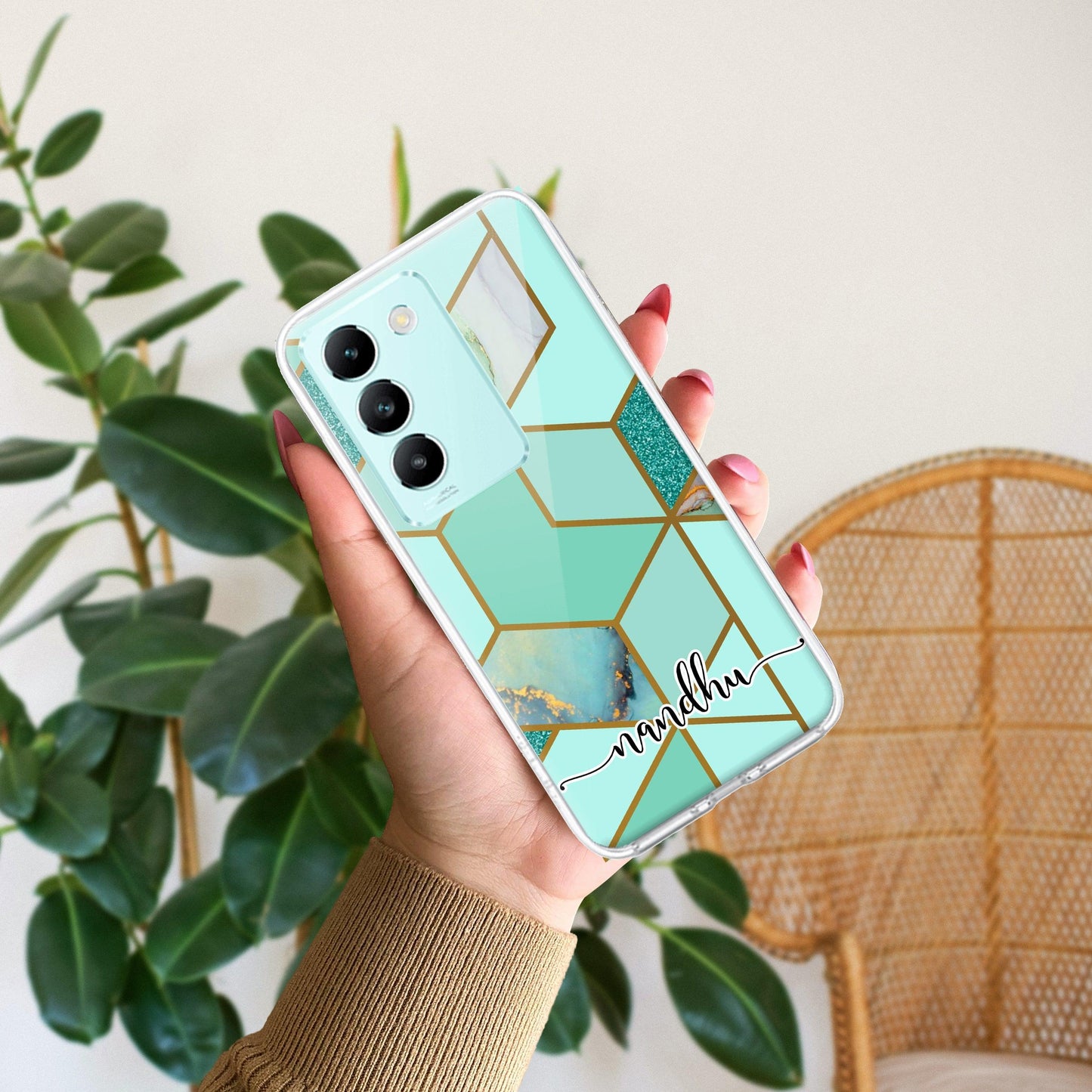 Marble Green Customize Transparent Silicon Case For Vivo