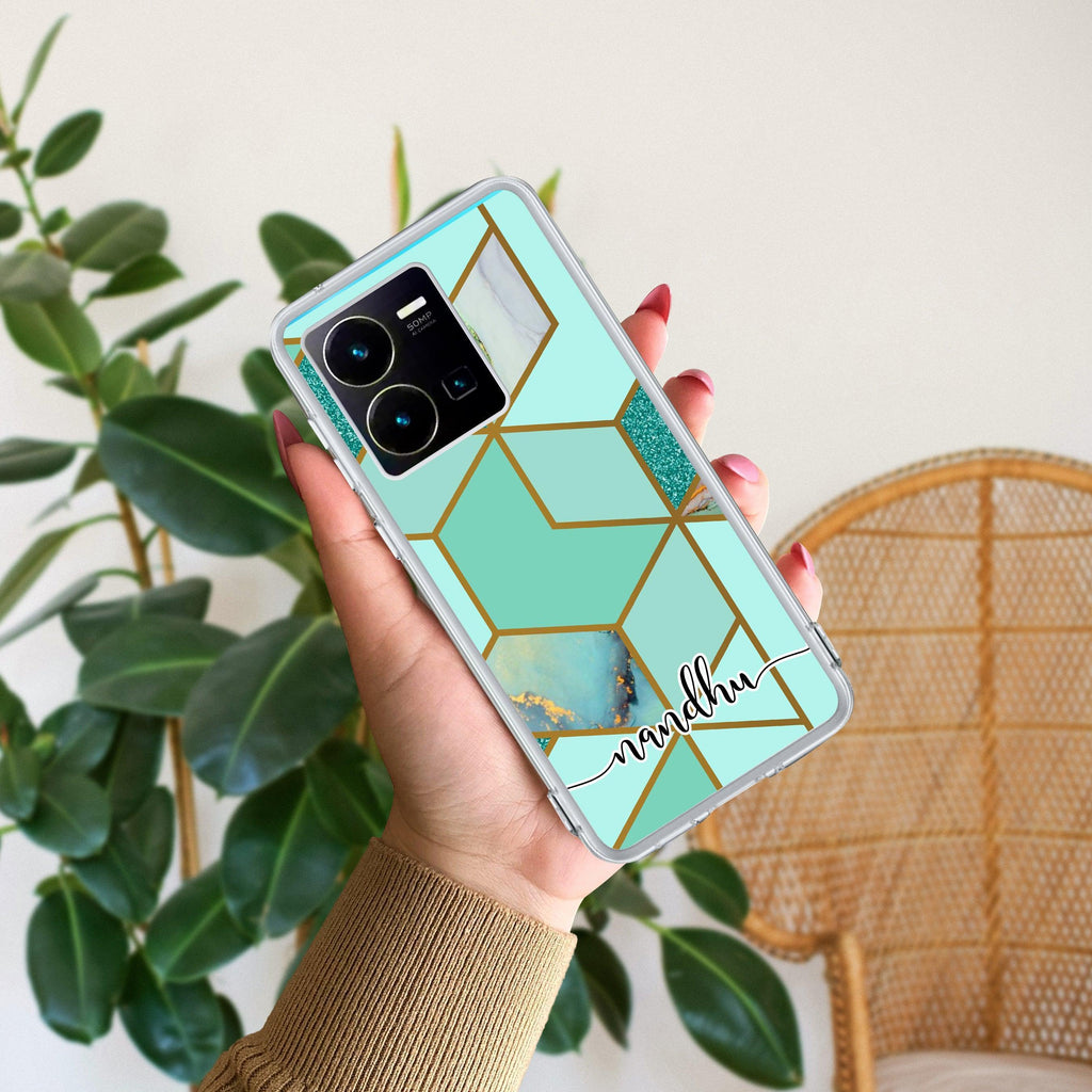 Marble Green Customize Transparent Silicon Case For Vivo Y35