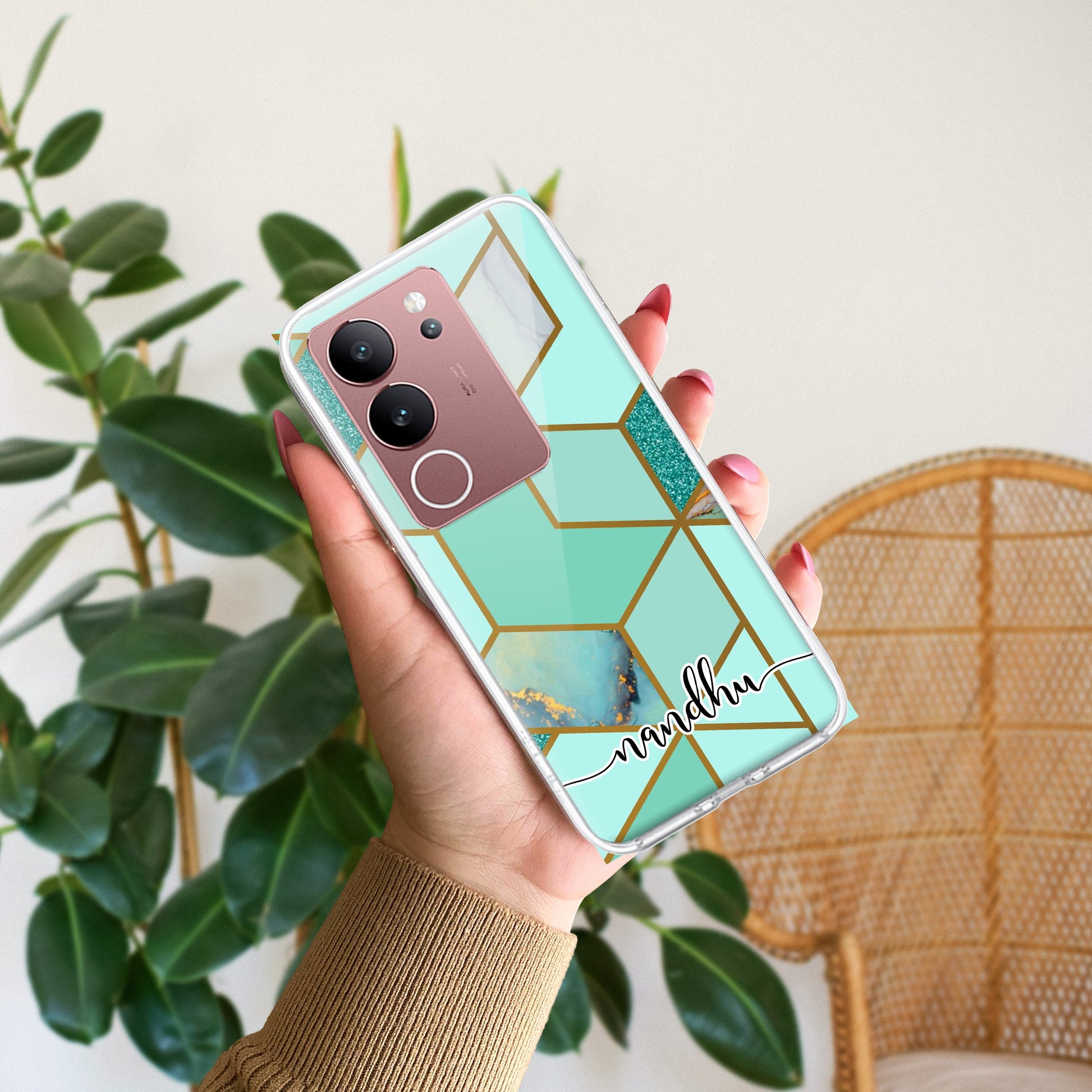 Marble Green Customize Transparent Silicon Case For Vivo ShopOnCliQ