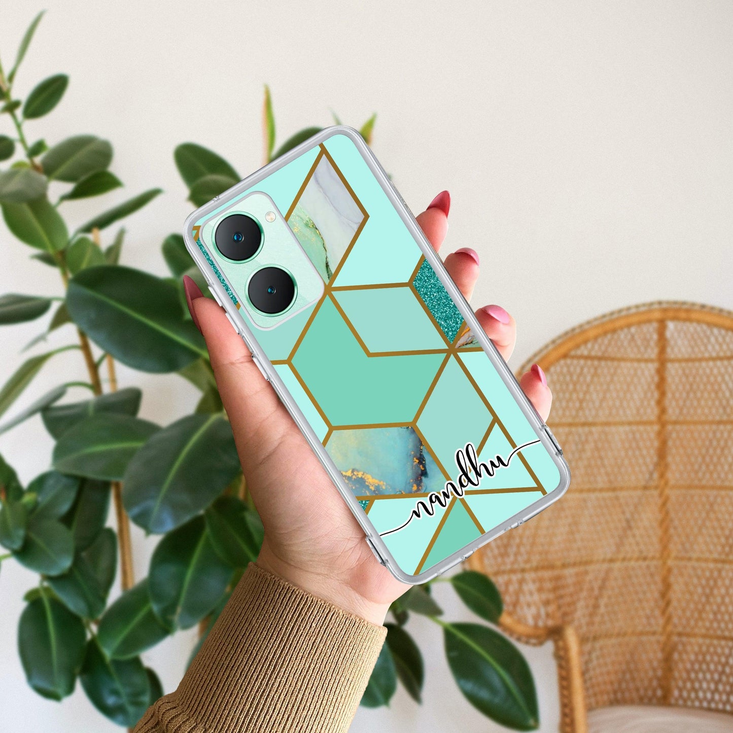 Marble Green Customize Transparent Silicon Case For Vivo