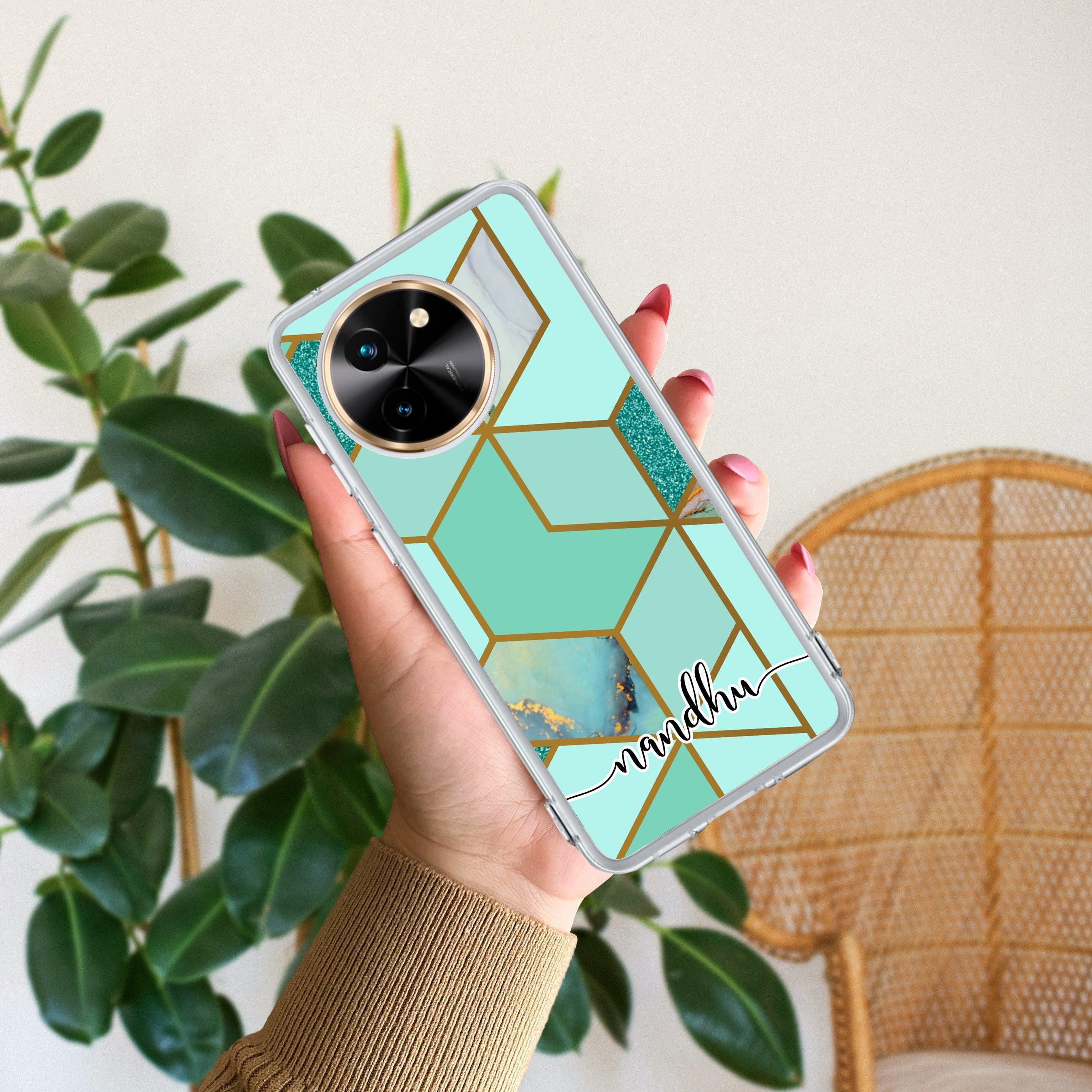 Marble Green Customize Transparent Silicon Case For Vivo X90 Pro Plus 5G