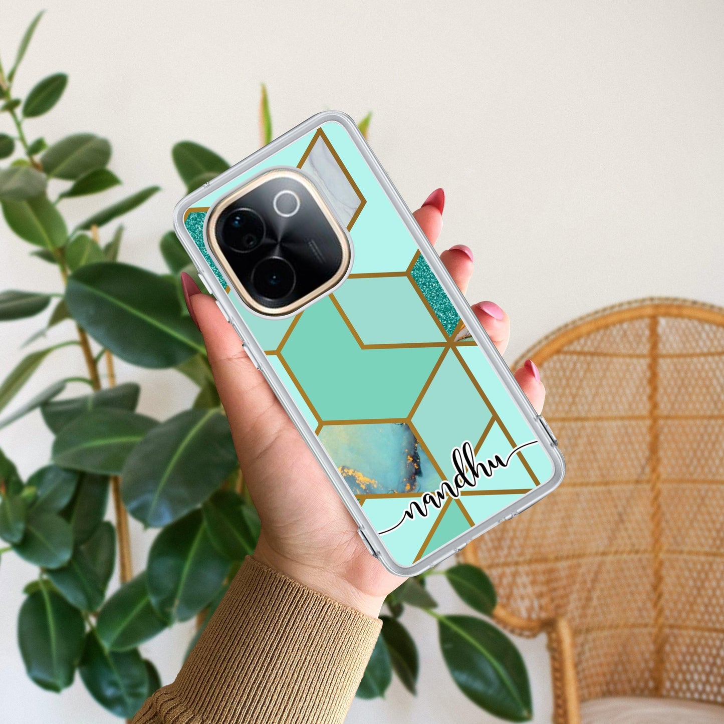 Marble Green Customize Transparent Silicon Case For Vivo