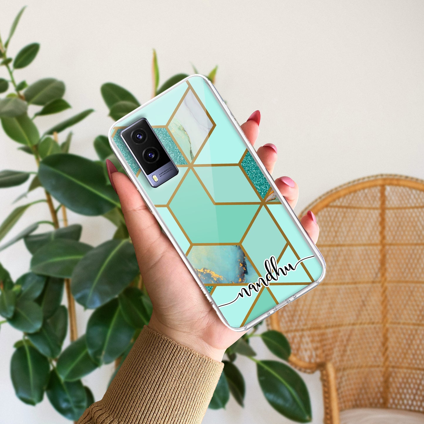 Marble Green Customize Transparent Silicon Case For Vivo ShopOnCliQ