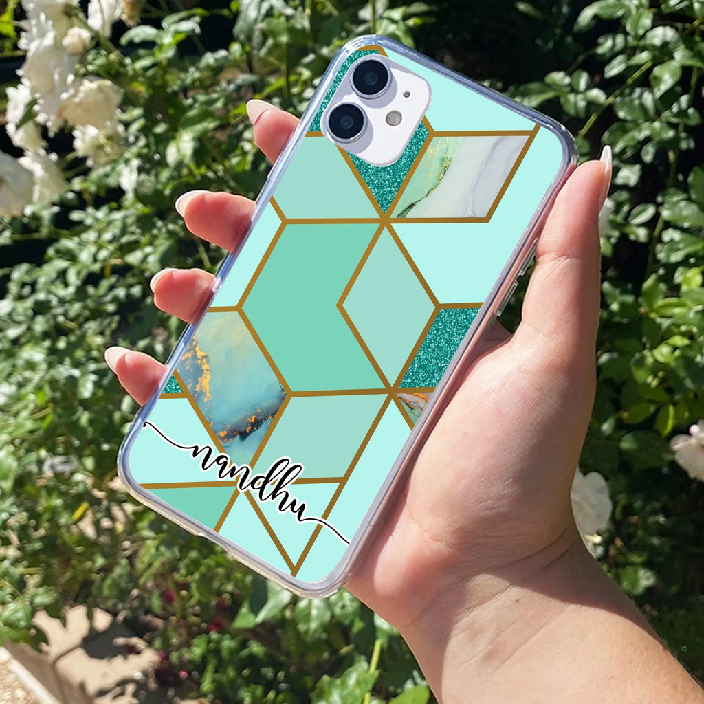 Marble Green Customize Transparent Silicon Case For iPhone 13 Pro Max