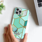Marble Green Customize Transparent Silicon Case For iQOO Z7s 5G