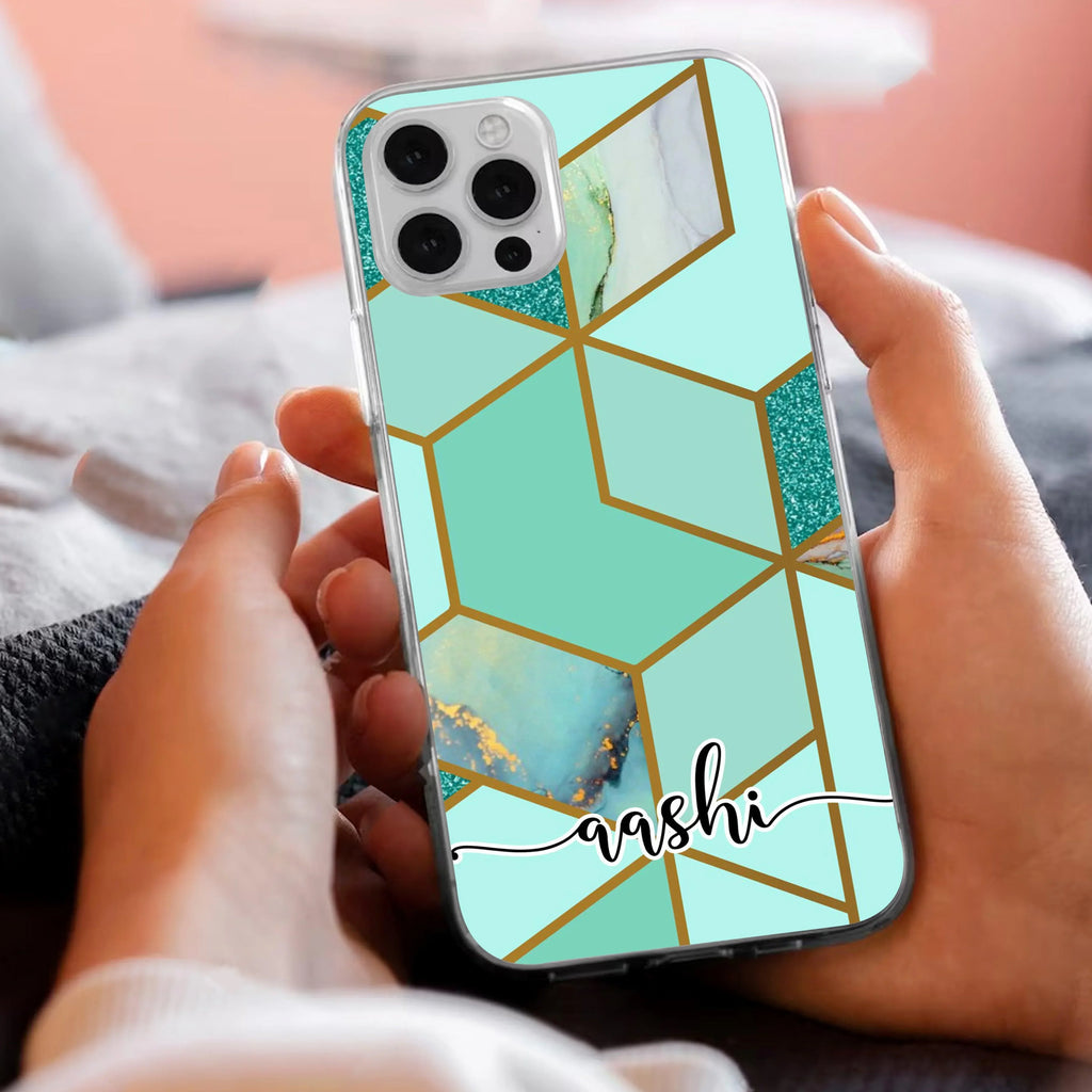 Marble Green Customize Transparent Silicon Case For iQOO Neo 7 5G