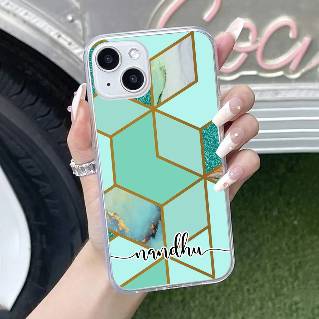 Marble Green Customize Transparent Silicon Case For iPhone 14 Pro