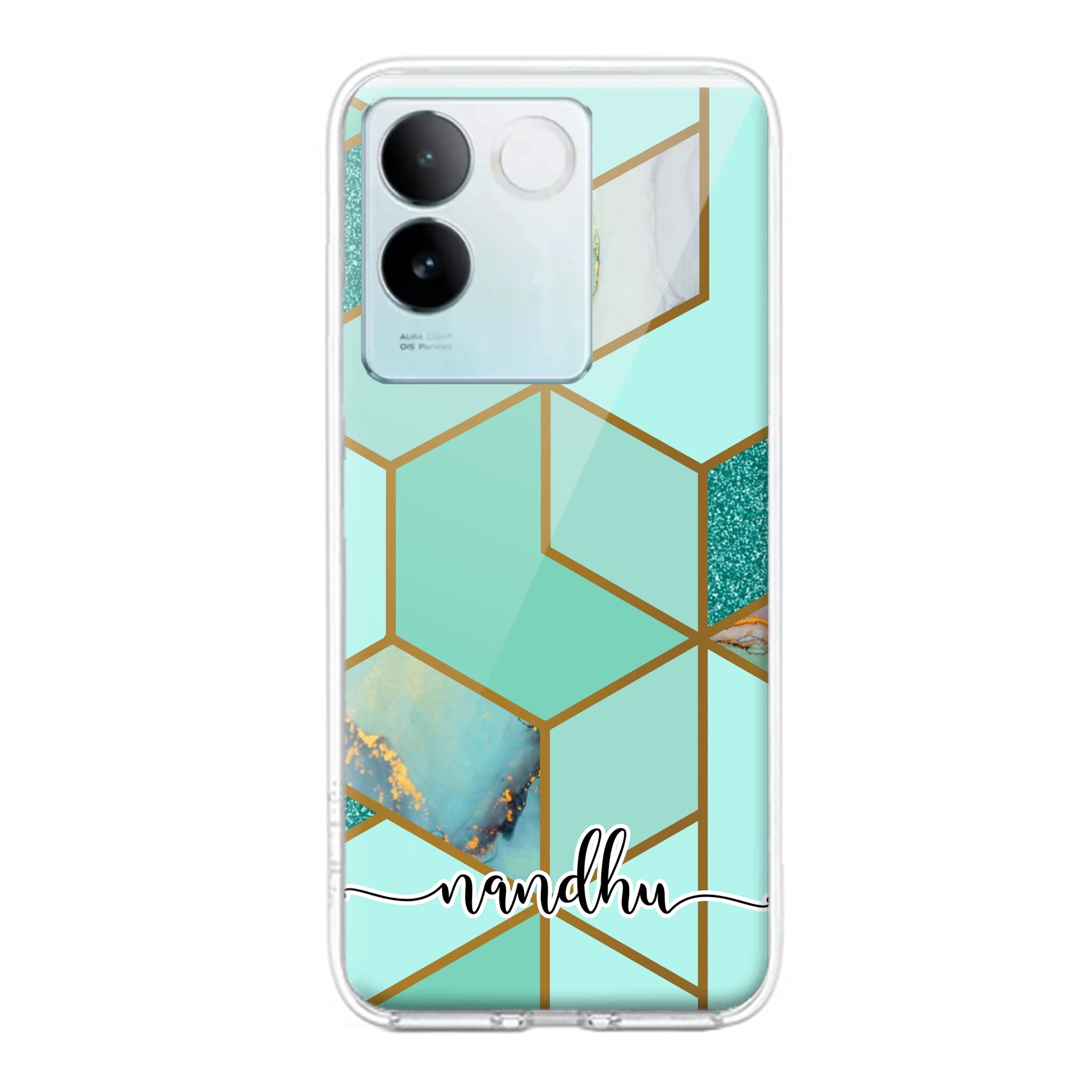 Marble Green Customize Transparent Silicon Case For iQOO ShopOnCliQ