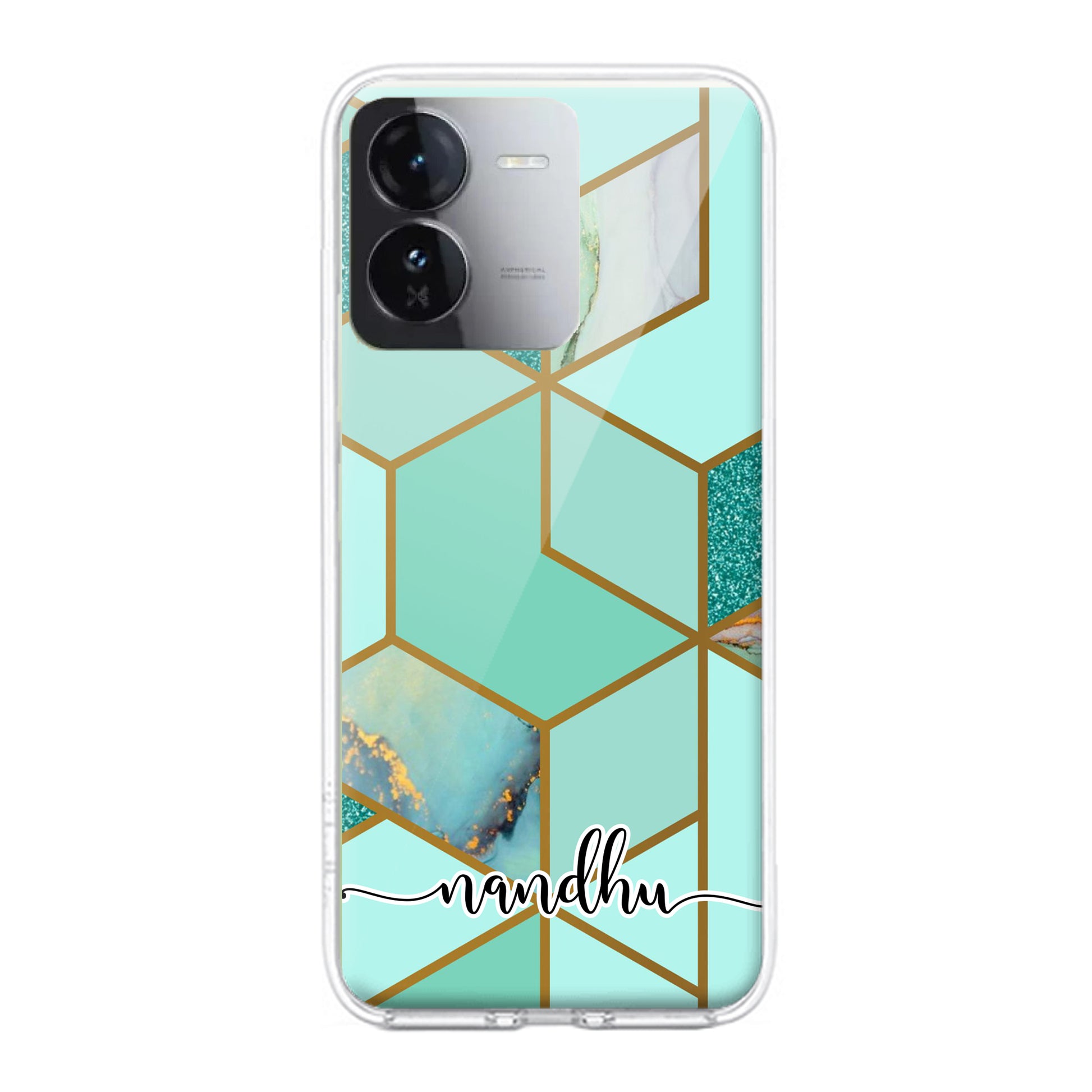 Marble Green Customize Transparent Silicon Case For iQOO ShopOnCliQ