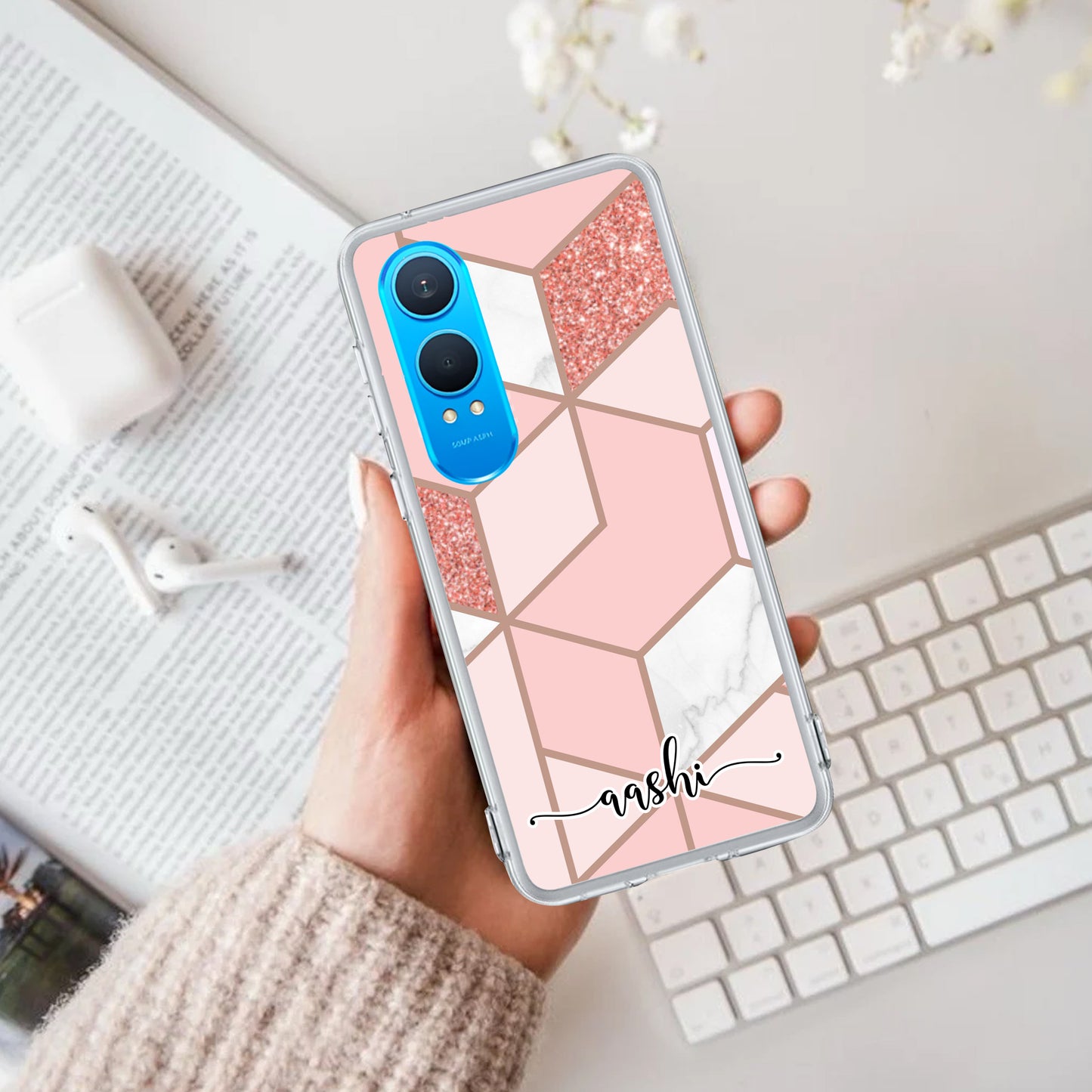 Marble Pink Customize Transparent Silicon Case For OnePlus - ShopOnCliQ