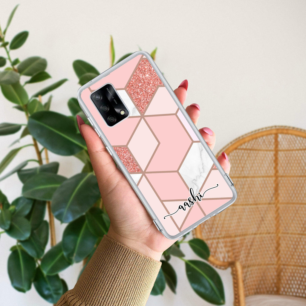 Marble Pink Customize Anti Yellow Case For Oppo F19 / Oppo F19s