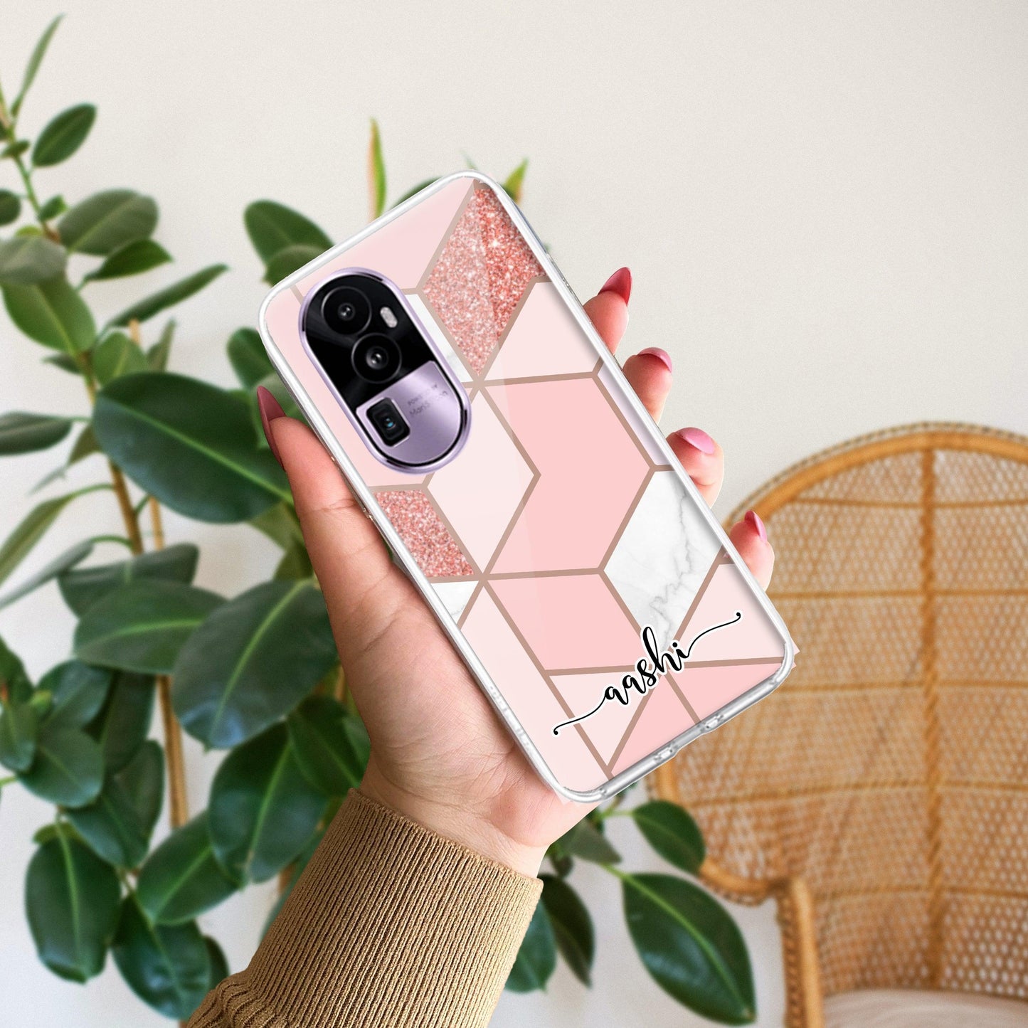 Marble Pink Customize Transparent Silicon Case For Oppo