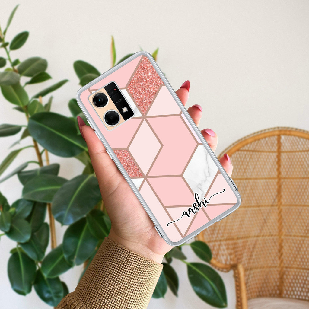 Marble Pink Customize Anti Yellow Case For Oppo Reno 7 5G