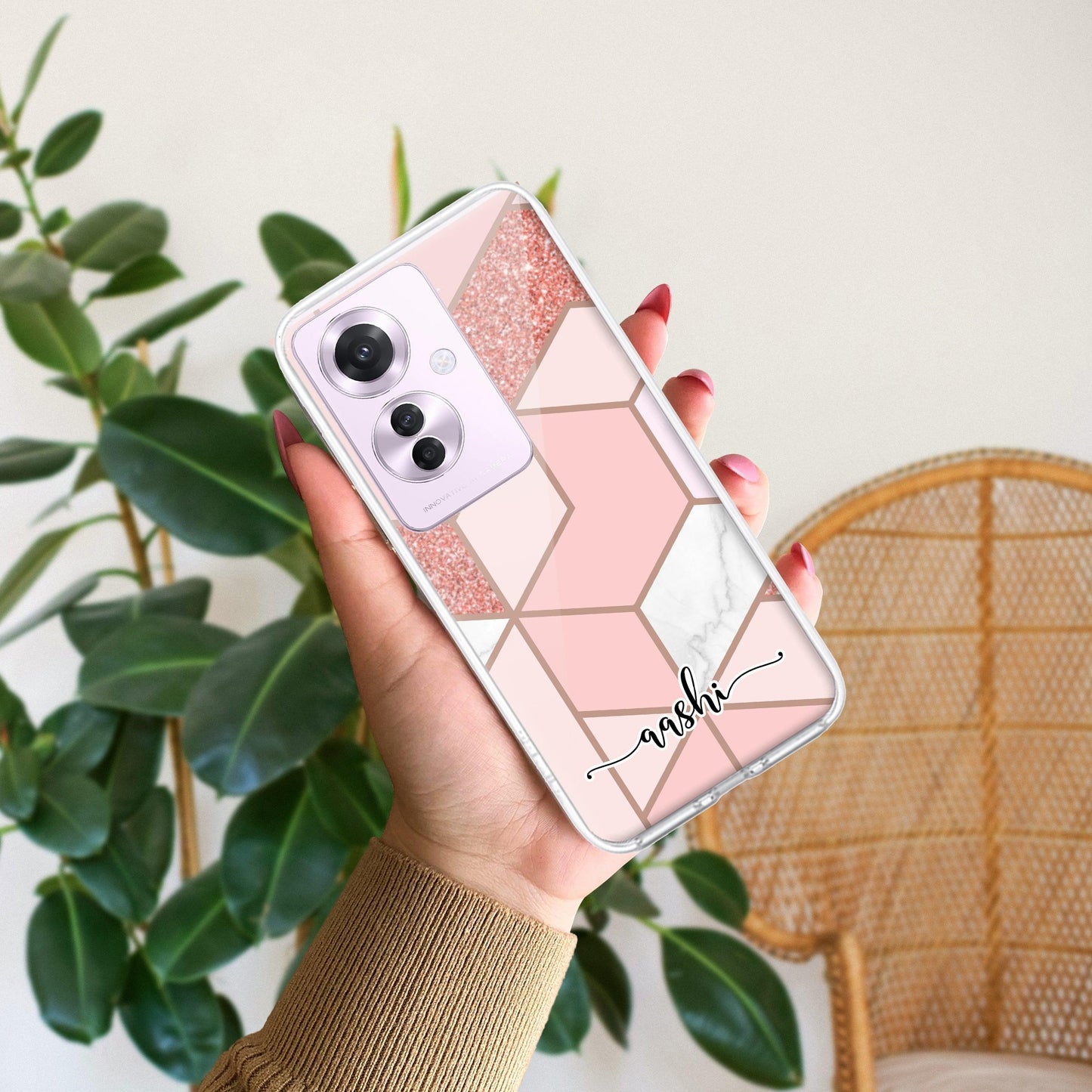 Marble Pink Customize Transparent Silicon Case For Oppo