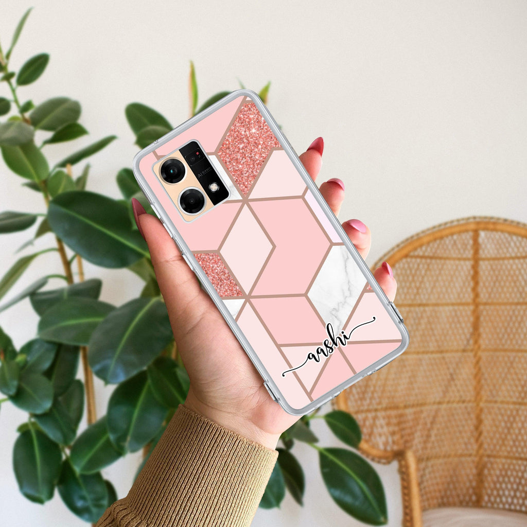 Marble Pink Customize Anti Yellow Case For Oppo F21 Pro (4G)