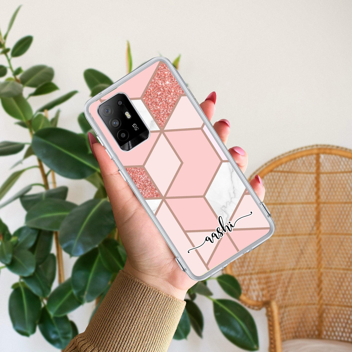 Marble Pink Customize Transparent Silicon Case For Oppo