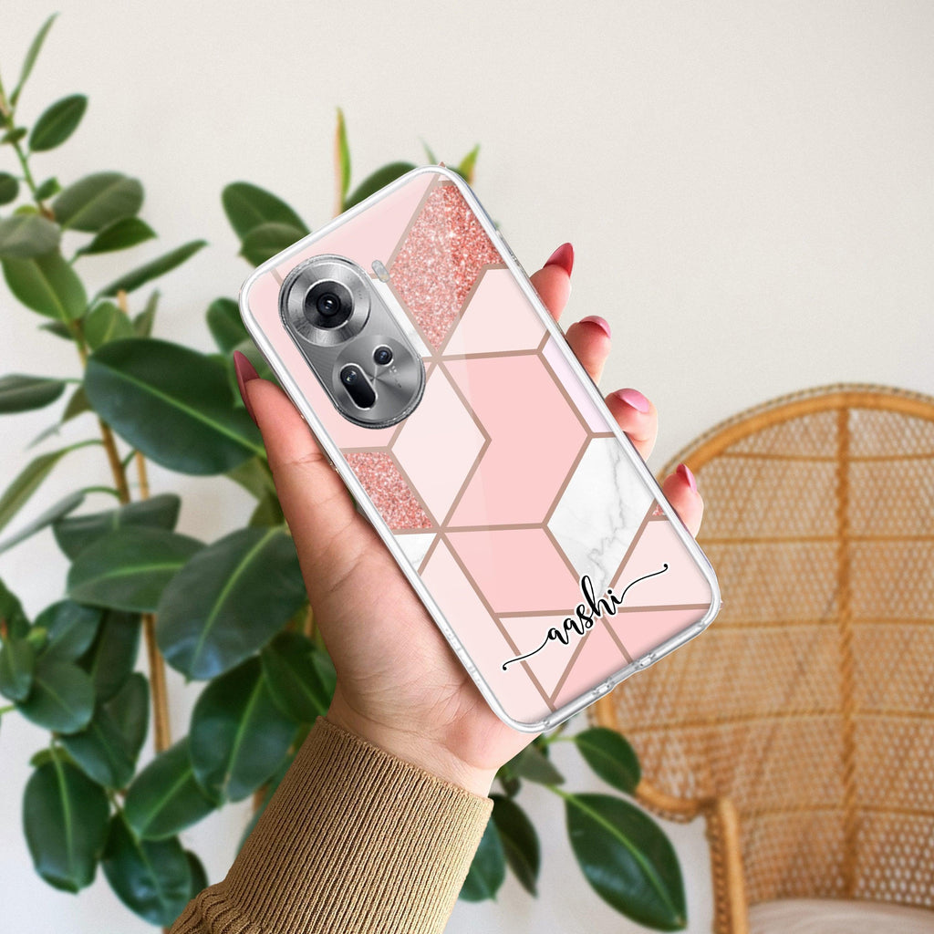 Marble Pink Customize Anti Yellow Case For Oppo Reno 11 5G