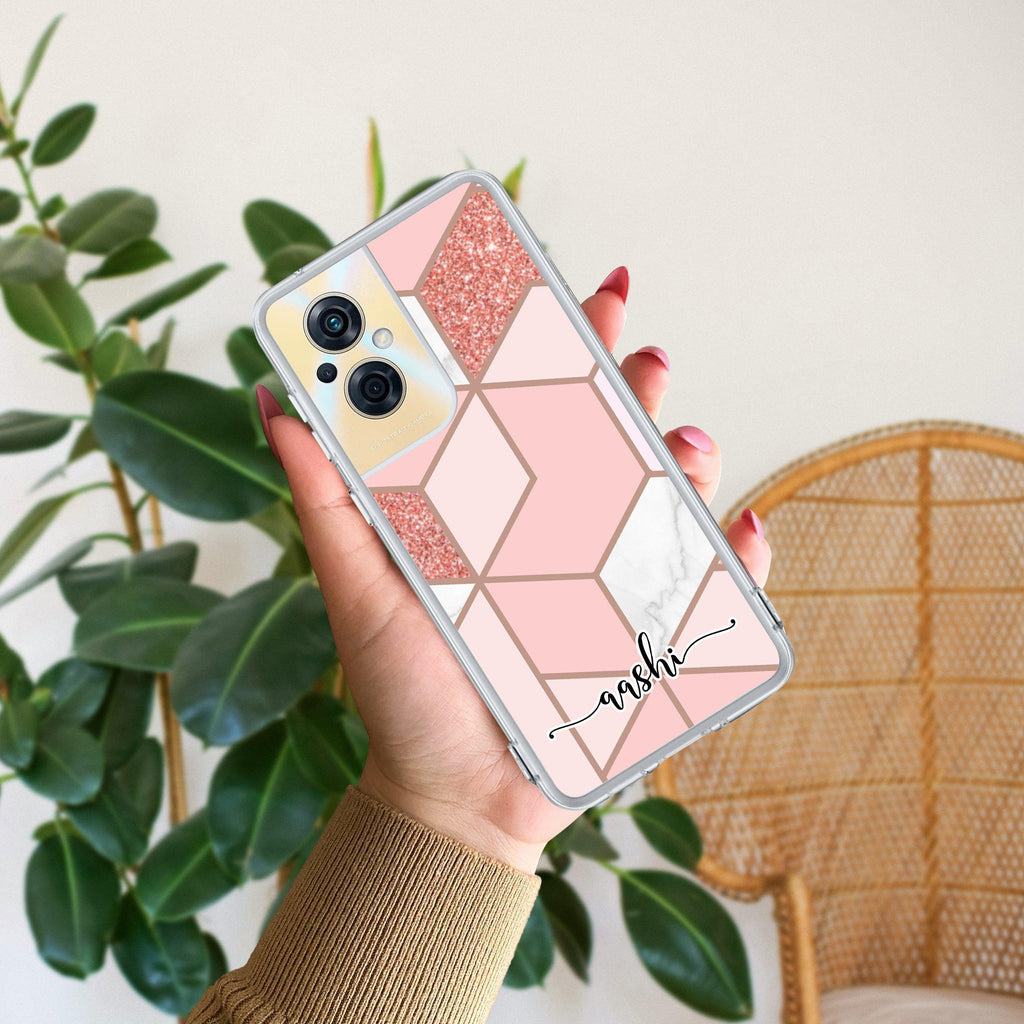 Marble Pink Customize Anti Yellow Case For Oppo F21 Pro (5G)