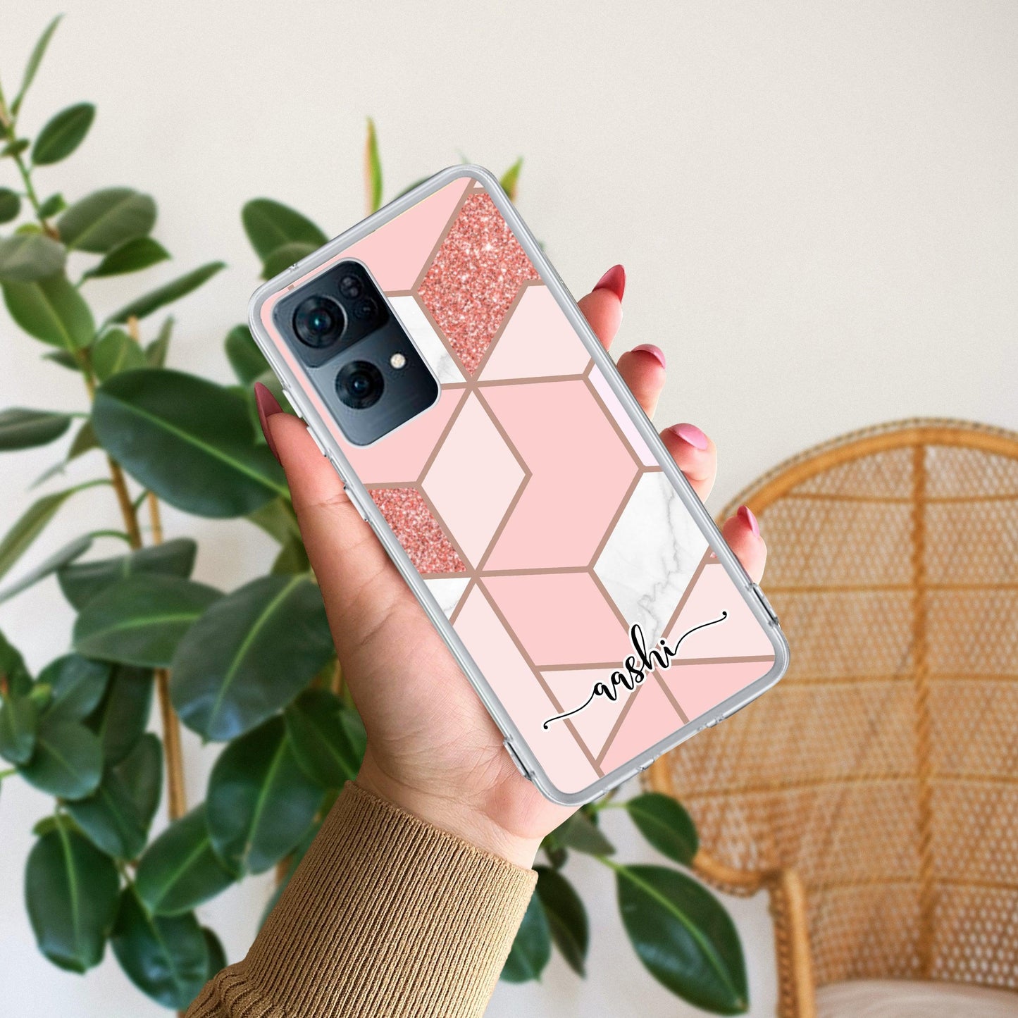 Marble Pink Customize Transparent Silicon Case For Oppo