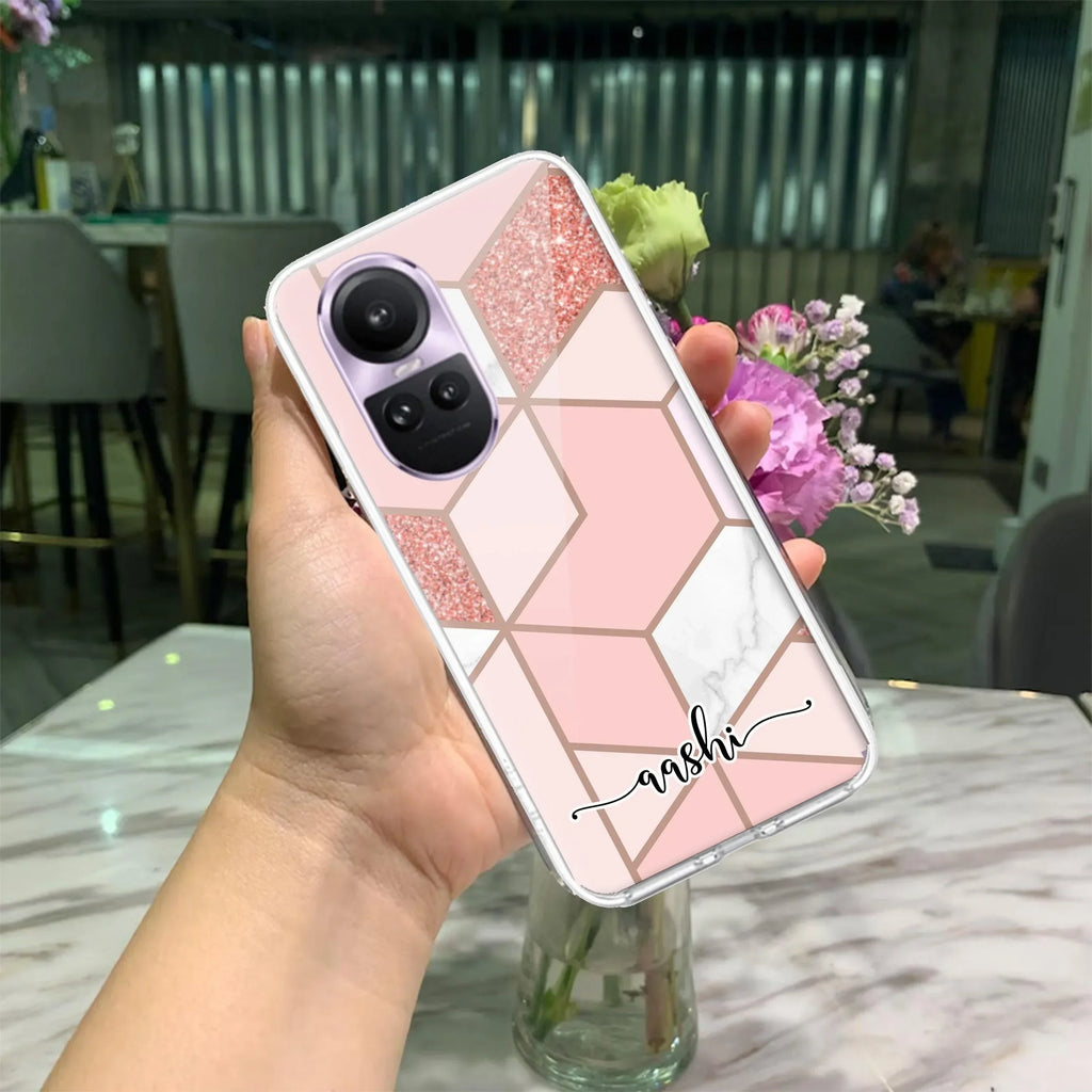 Marble Pink Customize Transparent Silicon Case For Oppo Reno 10 5G