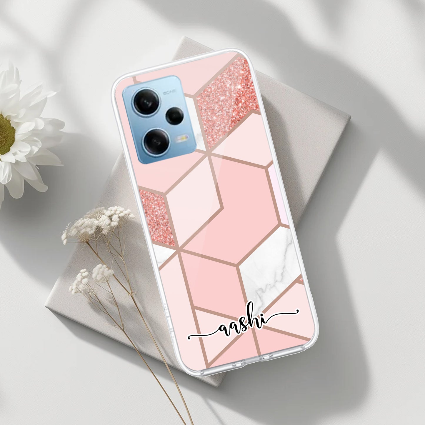 Marble Pink Customize Transparent Silicon Case For Poco - ShopOnCliQ