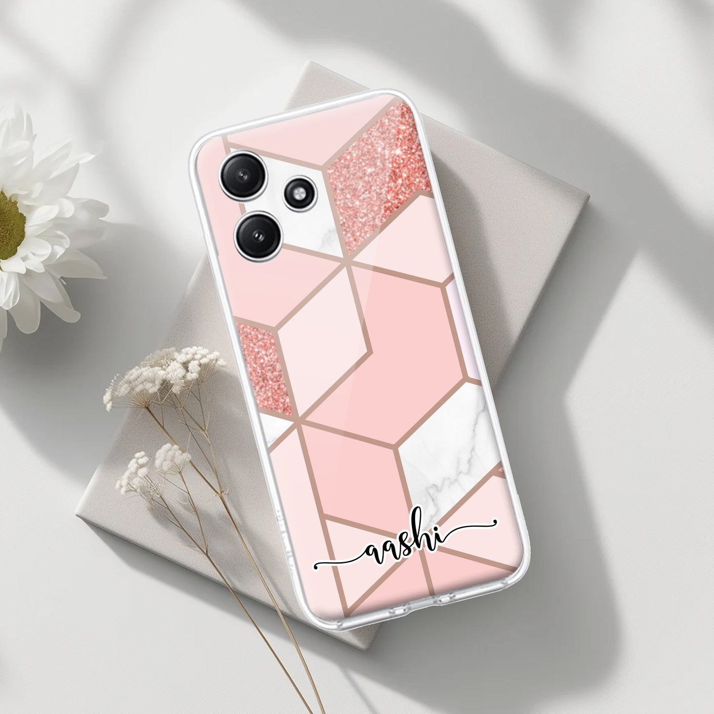 Marble Pink Customize Transparent Silicon Case For Poco ShopOnCliQ