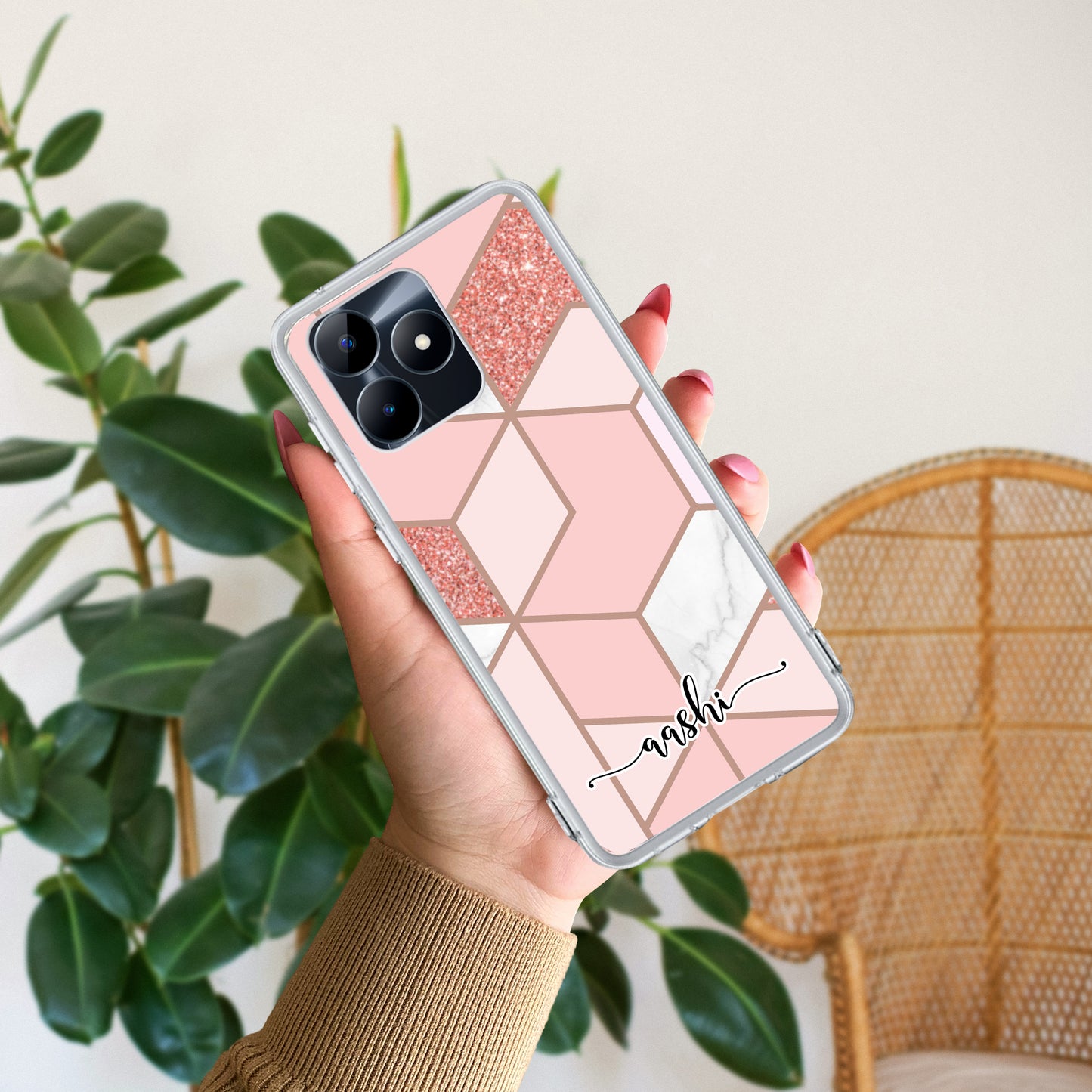 Marble Pink Customize Transparent Silicon Case For Realme/Narzo - ShopOnCliQ