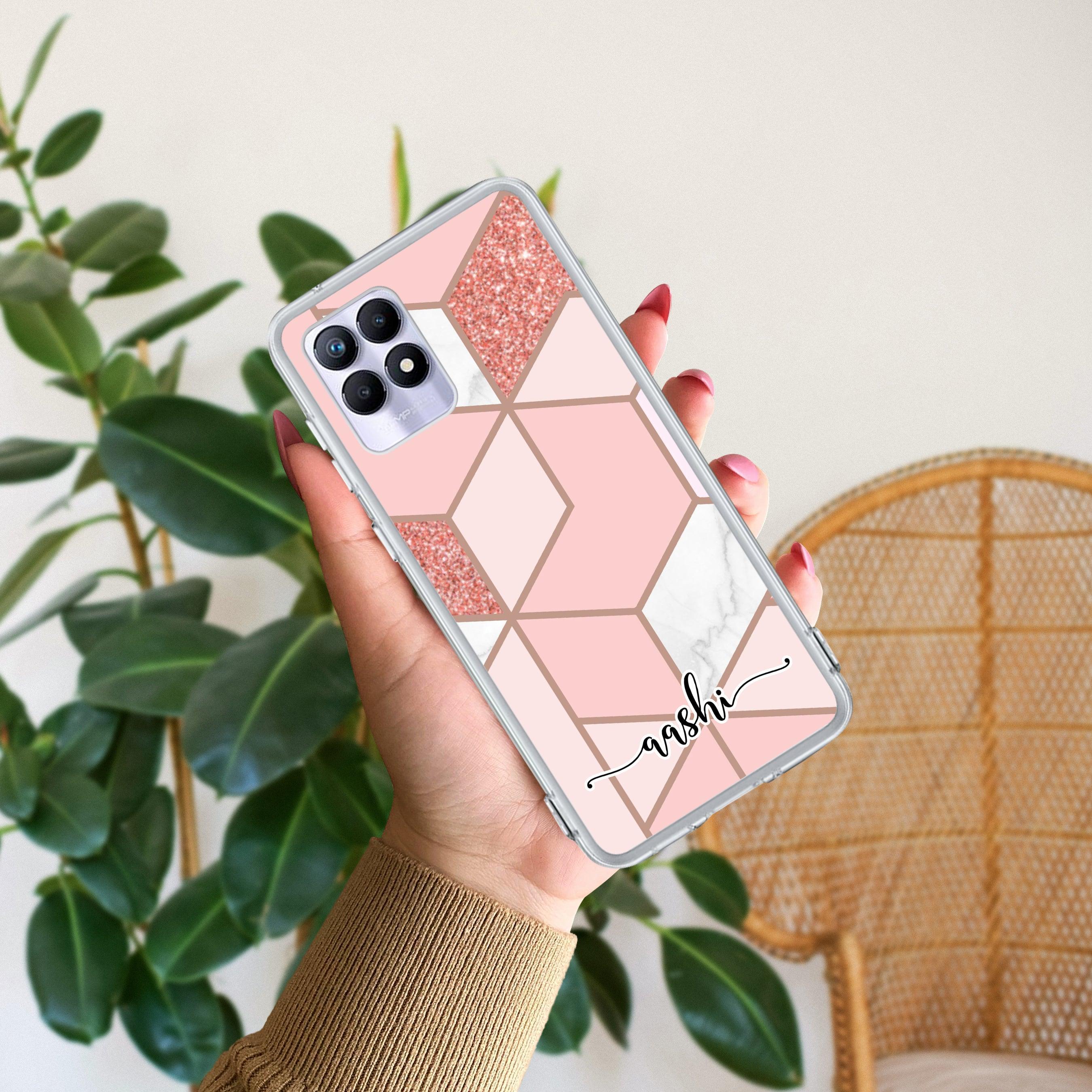 Marble Pink Customize Anti Yelllow Case For Realme 8i / Realme Narzo 50