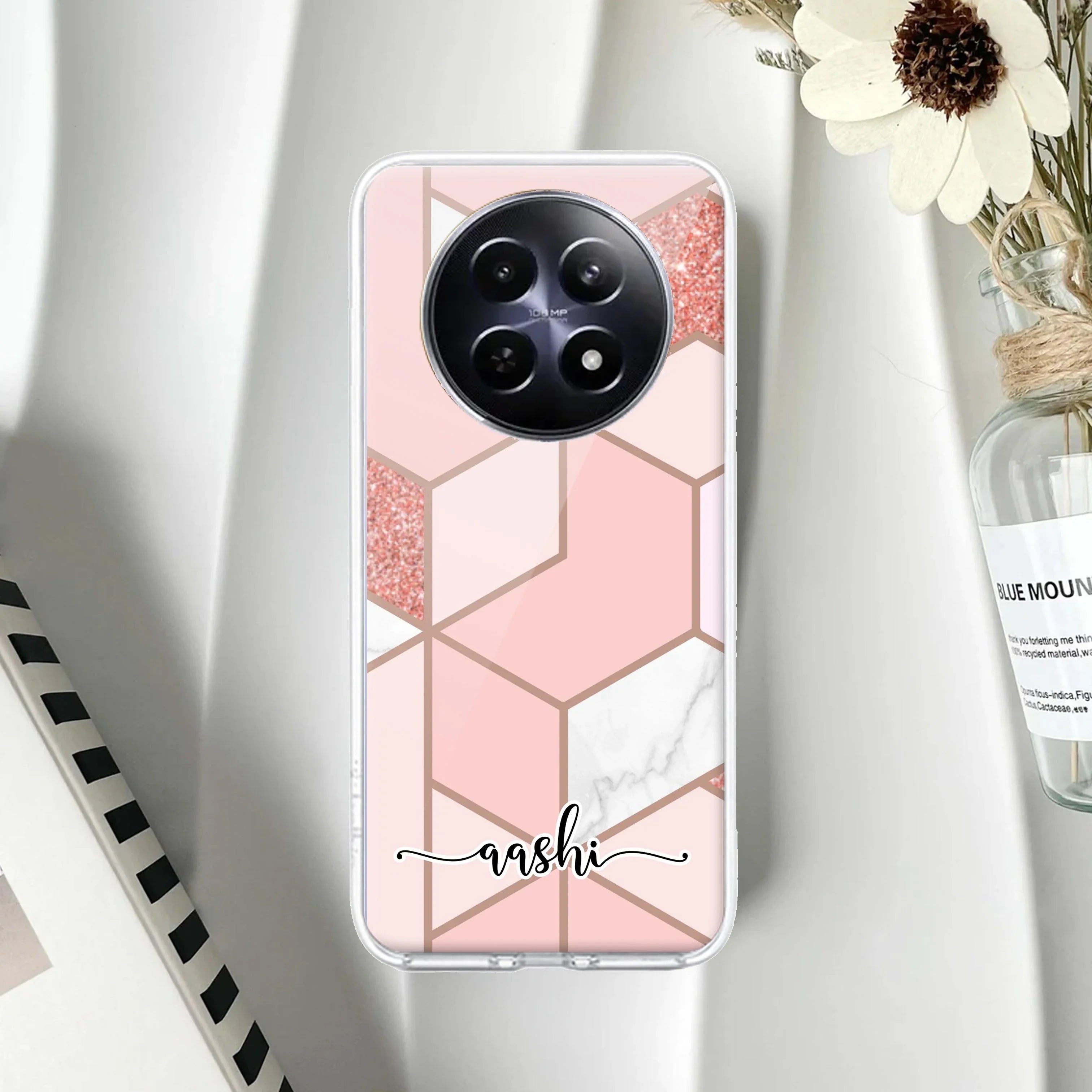 Marble Pink Customize Transparent Silicon Case For Realme 10 4G
