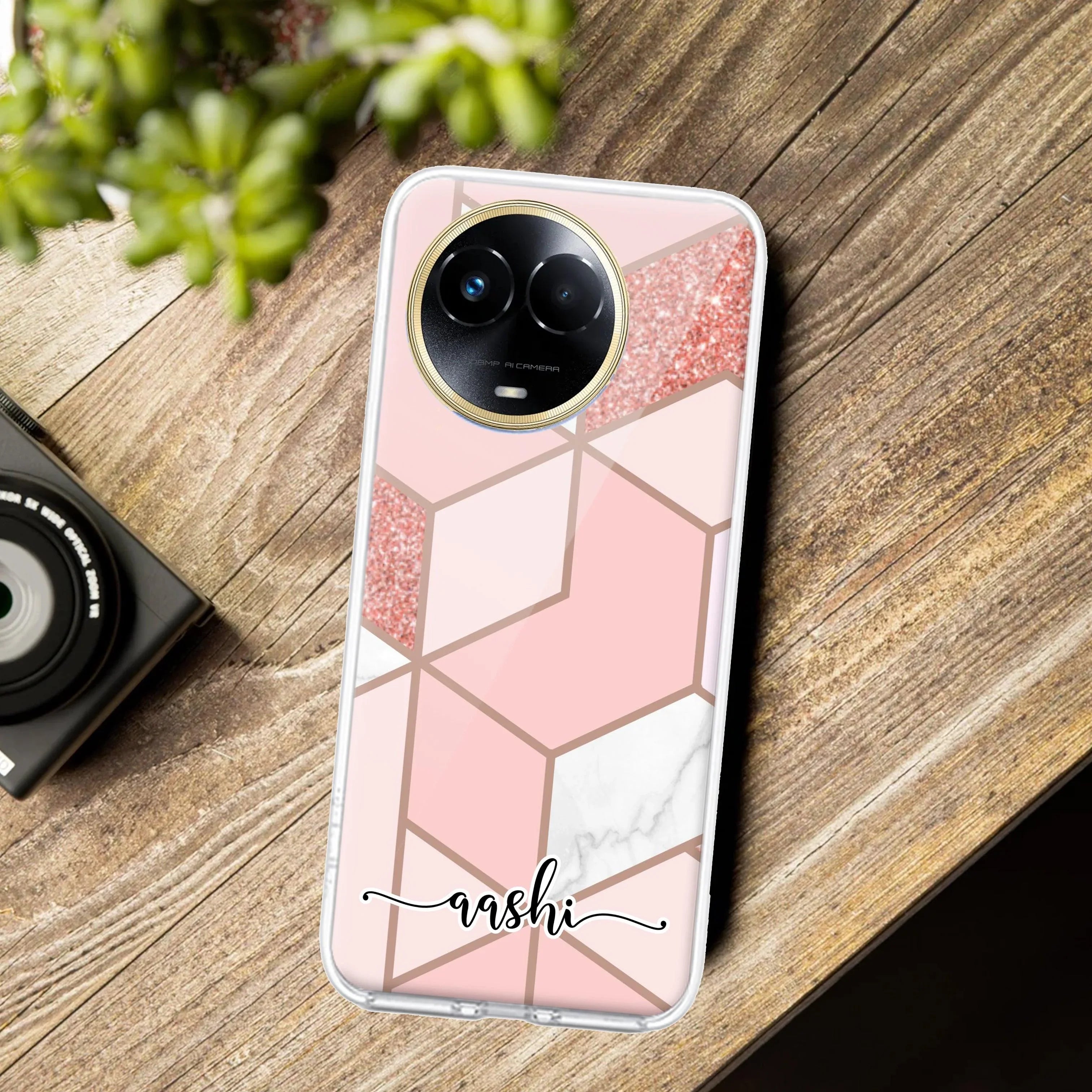 Marble Pink Customize Transparent Silicon Case For Realme GT 6T 5G