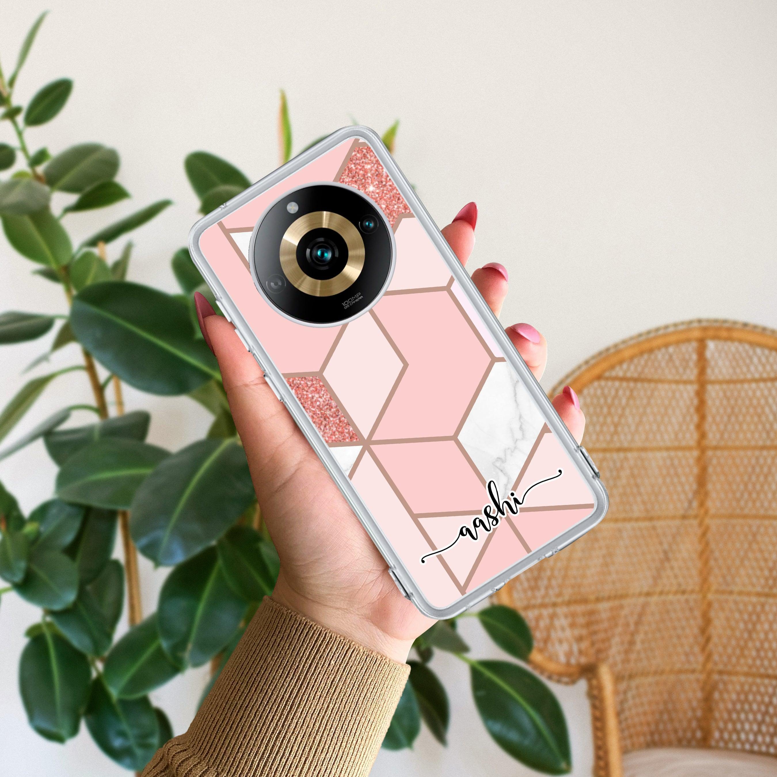 Marble Pink Customize Transparent Silicon Case For Realme P2 Pro 5G