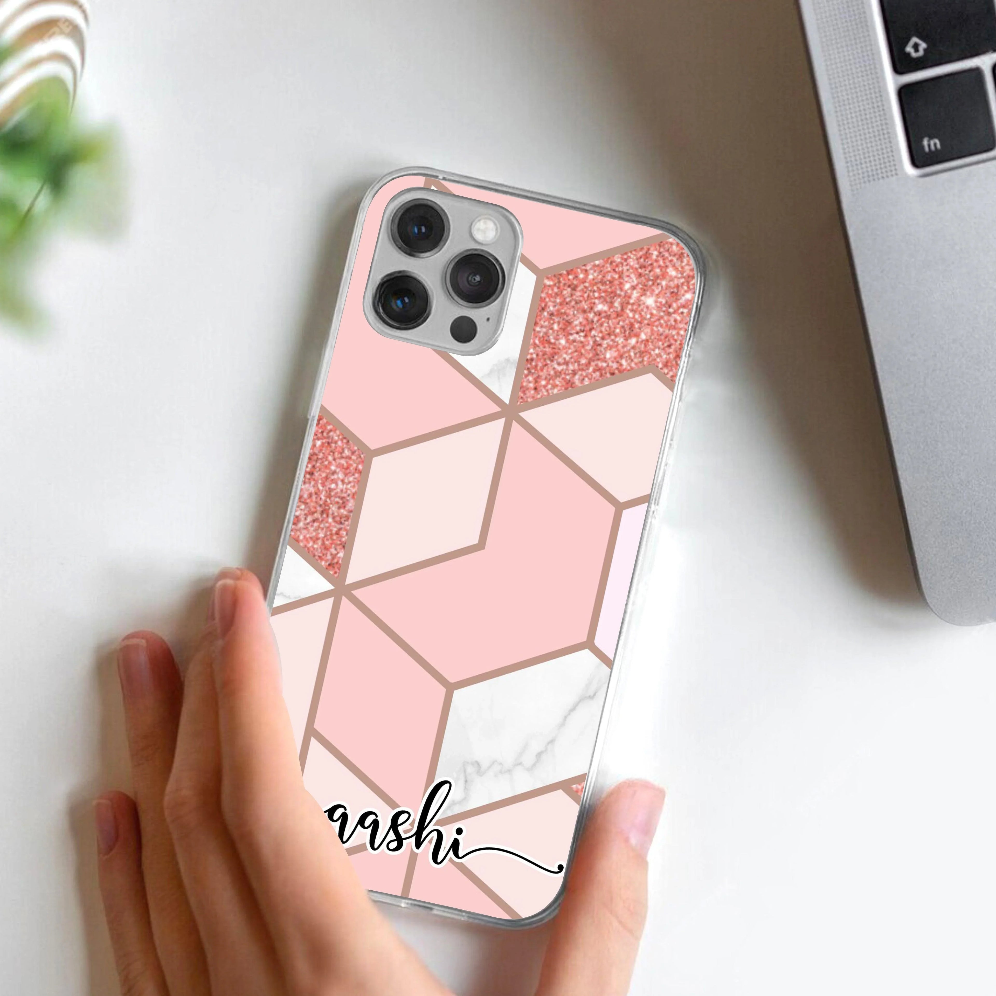 Marble Pink Customize Transparent Silicon Case For Realme 8 4G / Realme 8 Pro