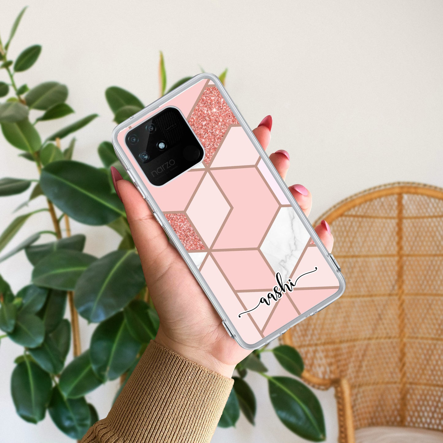 Marble Pink Customize Transparent Silicon Case For Realme/Narzo - ShopOnCliQ