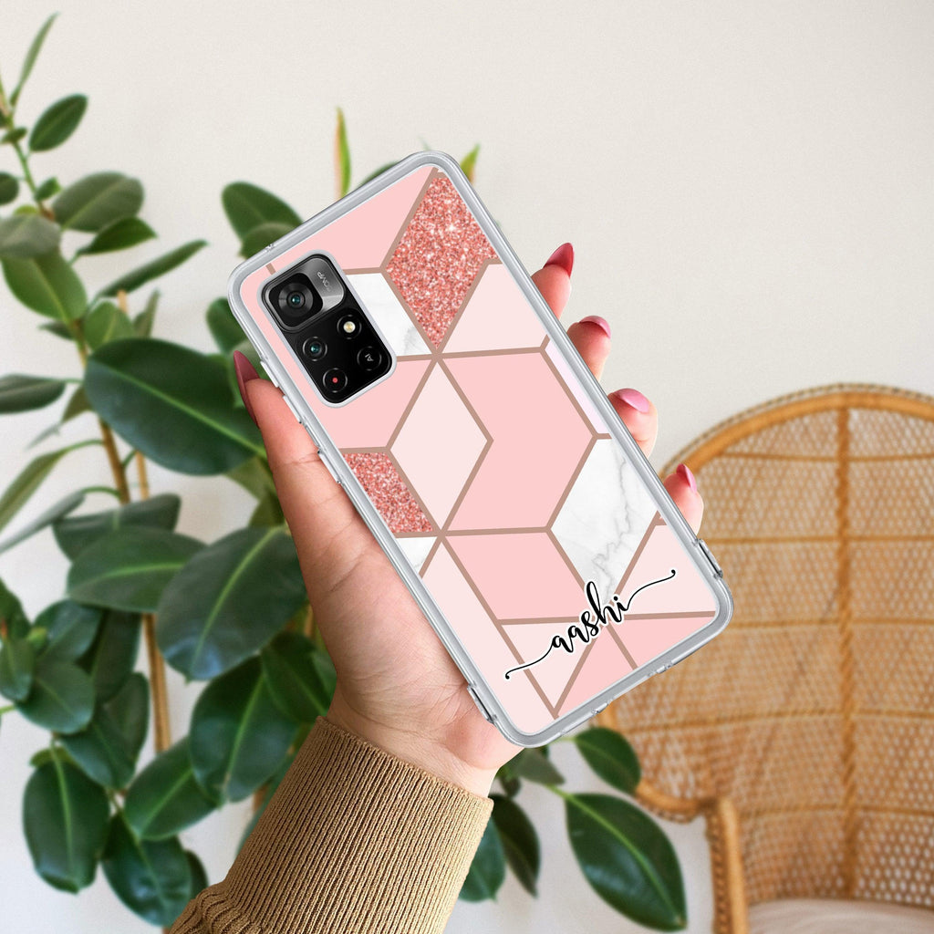 Marble Pink Customize Transparent Silicon Case For Redmi Note 13 Pro Plus 5G