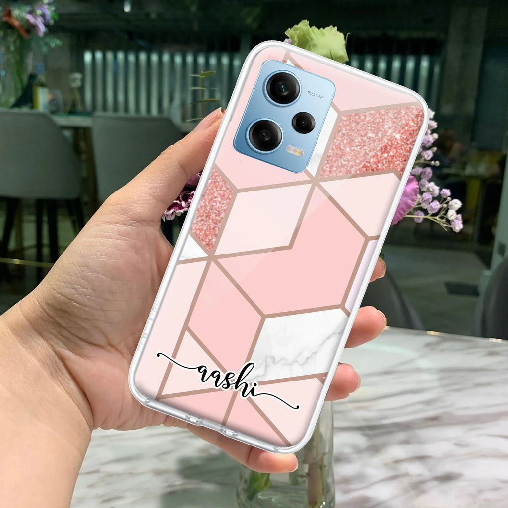 Marble Pink Customize Transparent Silicon Case For Redmi Note 10 / 10S