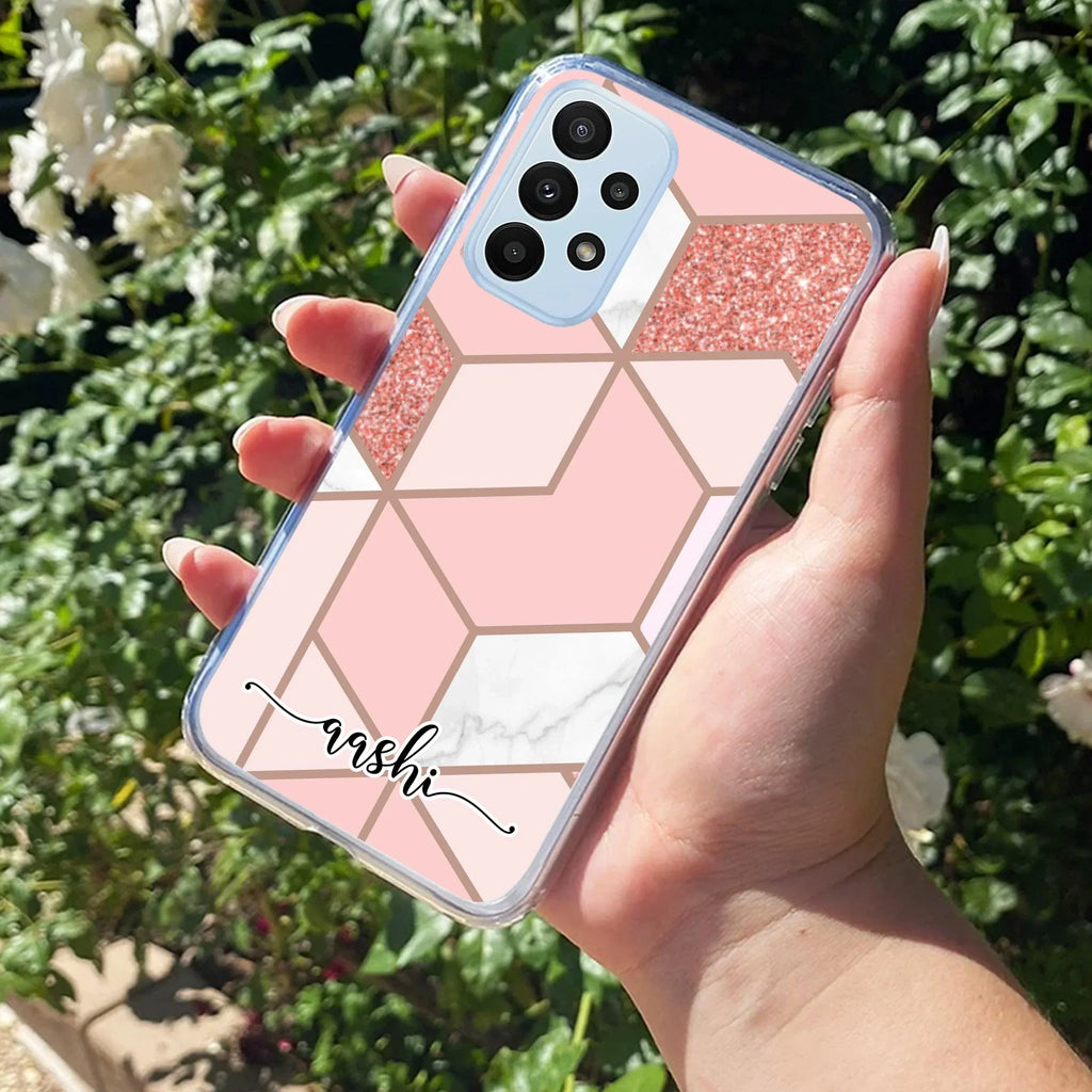 Marble Pink Customize Transparent Silicon Case For Samsung Galaxy A13 4G