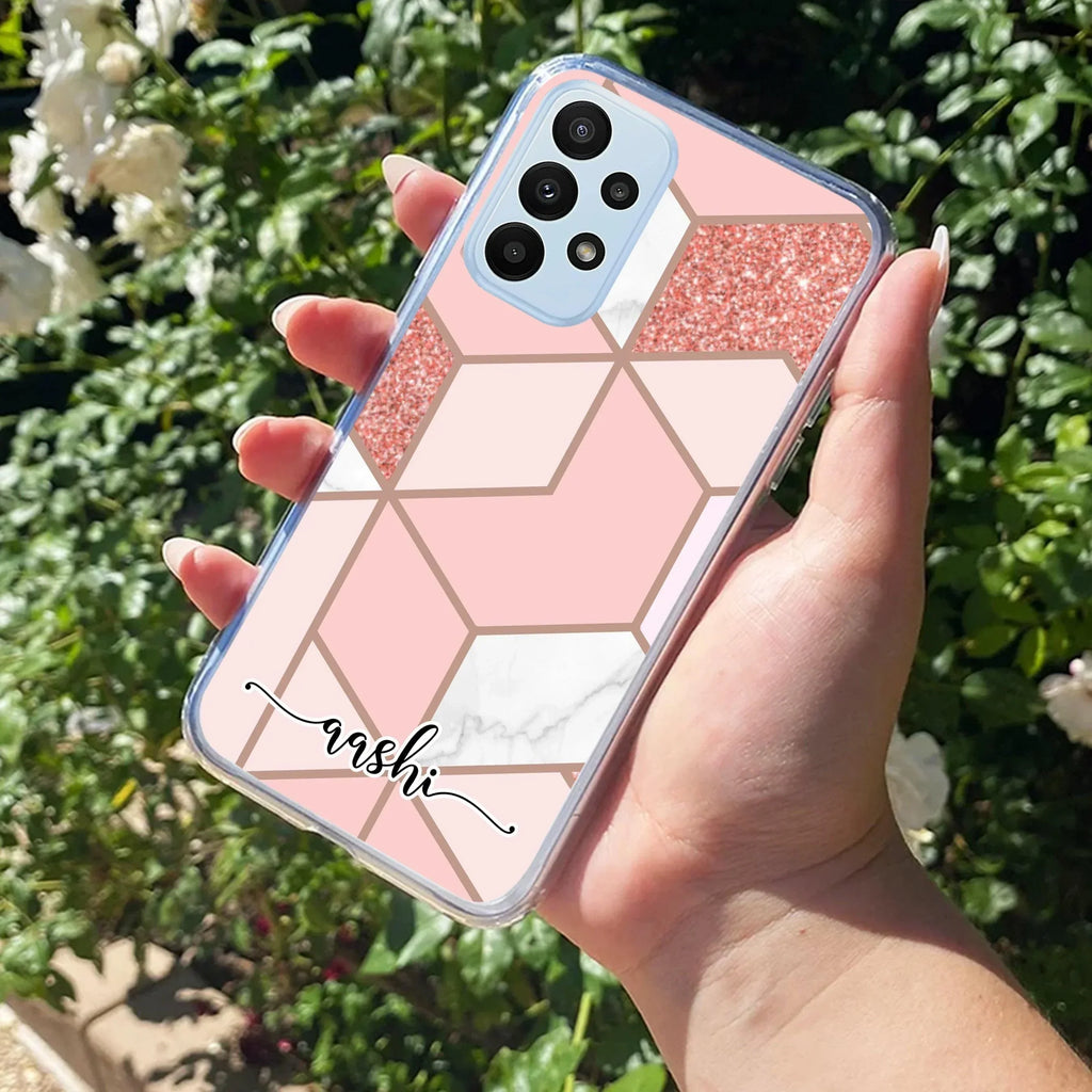 Marble Pink Customize Transparent Silicon Case For Samsung Galaxy A72