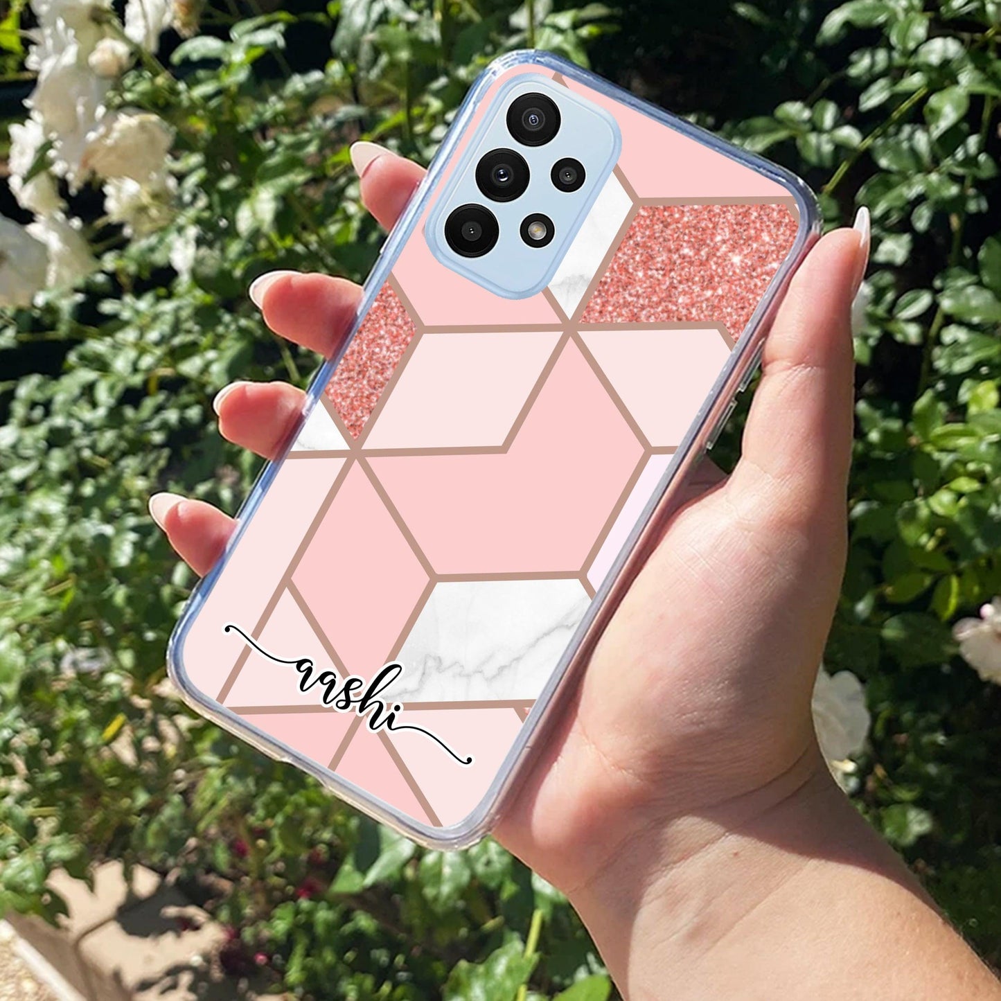 Marble Pink Customize Transparent Silicon Case For Samsung