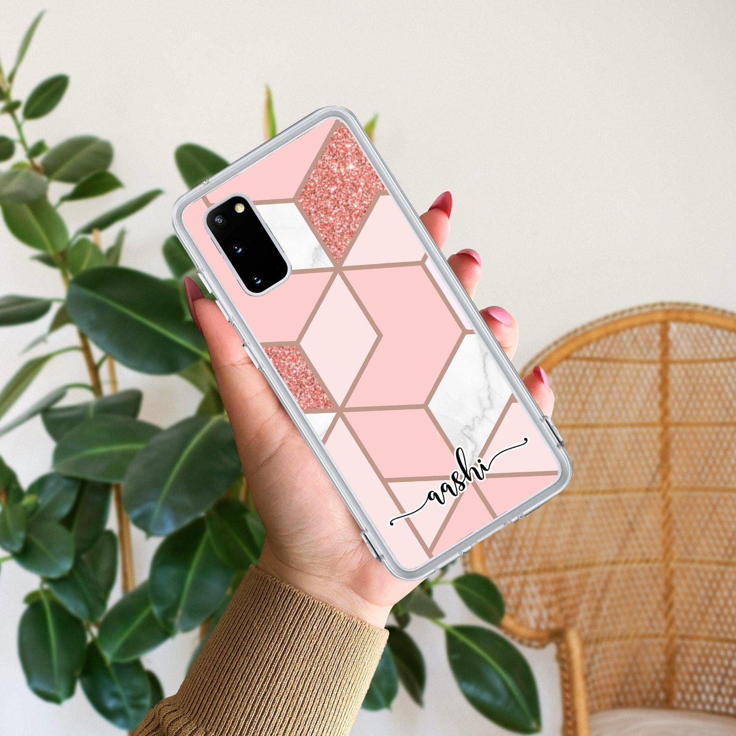 Marble Pink Customize Transparent Silicon Case For Samsung