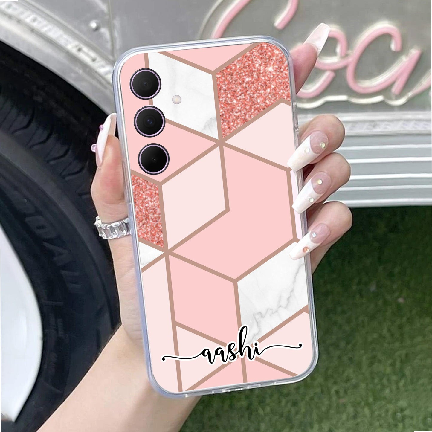 Marble Pink Customize Transparent Silicon Case For Samsung