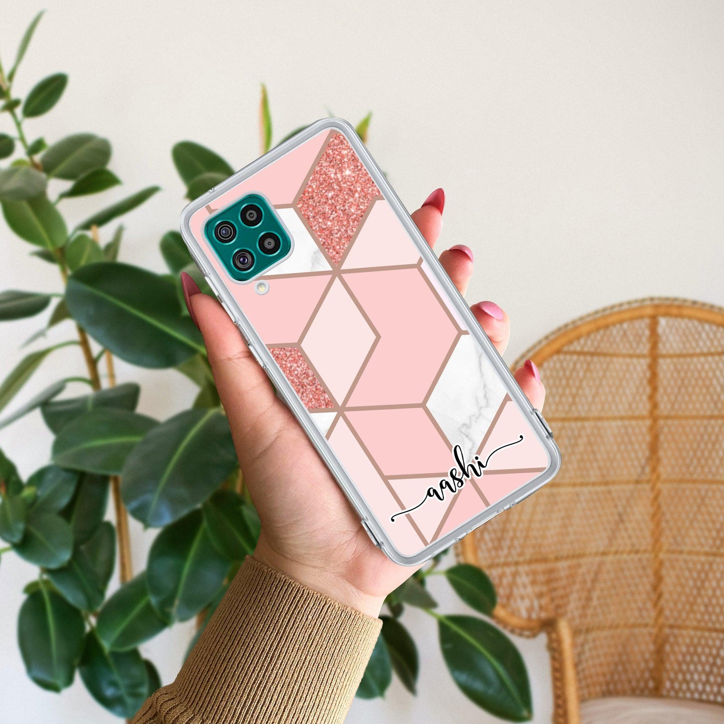Marble Pink Customize Transparent Silicon Case For Samsung